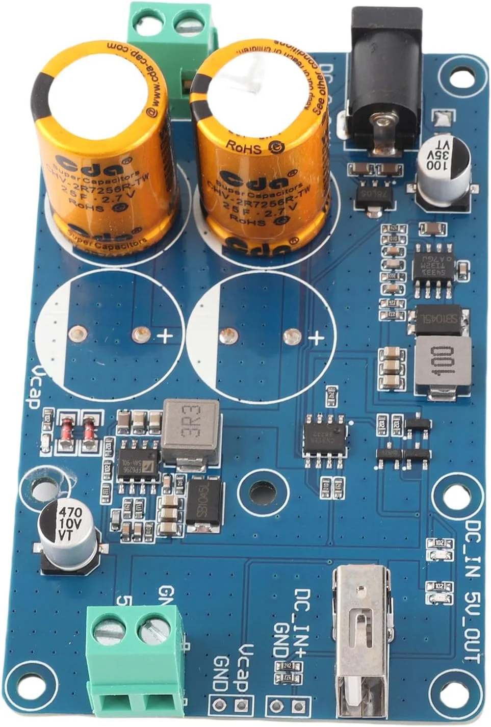 منبع تغذیه بدون وقفه، ترمینال USB 2.0 KF128 ورودی DC9-24V با قابلیت اطمینان بالا خروجی 5V3A خازن فوق العاده UPS برای RPI (2S)