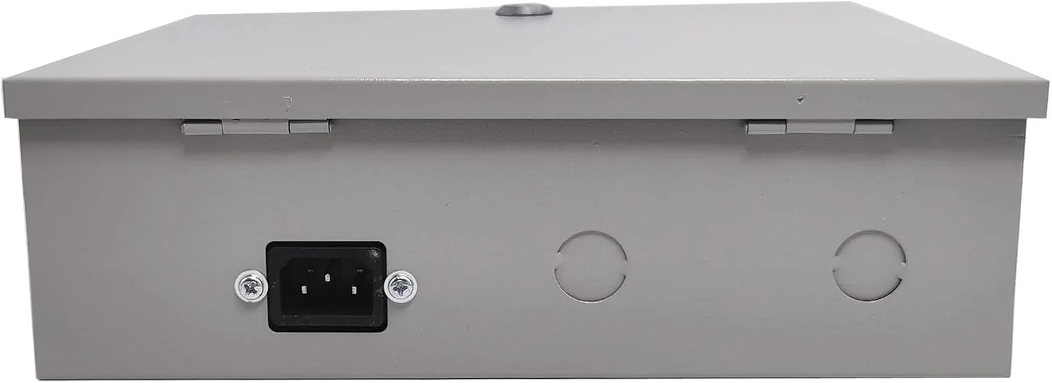 منبع تغذیه ۱۲ ولت ۱۰ آمپر ۹ کانال با قابلیت پشتیبان گیری باتری و دوشاخه برق متناوب برای دوربین مداربسته، کنترل دسترسی و ال ای دی