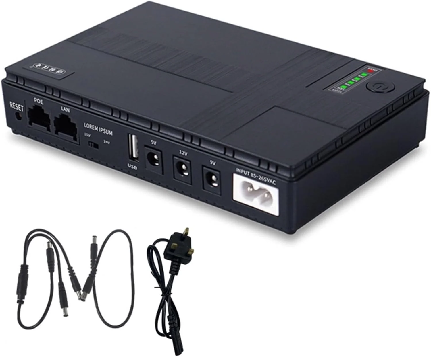 اینورتر کوچک قابل حمل XIAOCLI با ظرفیت 10400 میلی آمپر ساعت، 5 ولت، 9 ولت، 12 ولت، منبع تغذیه بدون وقفه، باتری پشتیبان چند منظوره برای دوربین مداربسته وای فای (10400mAh-UK-1A)