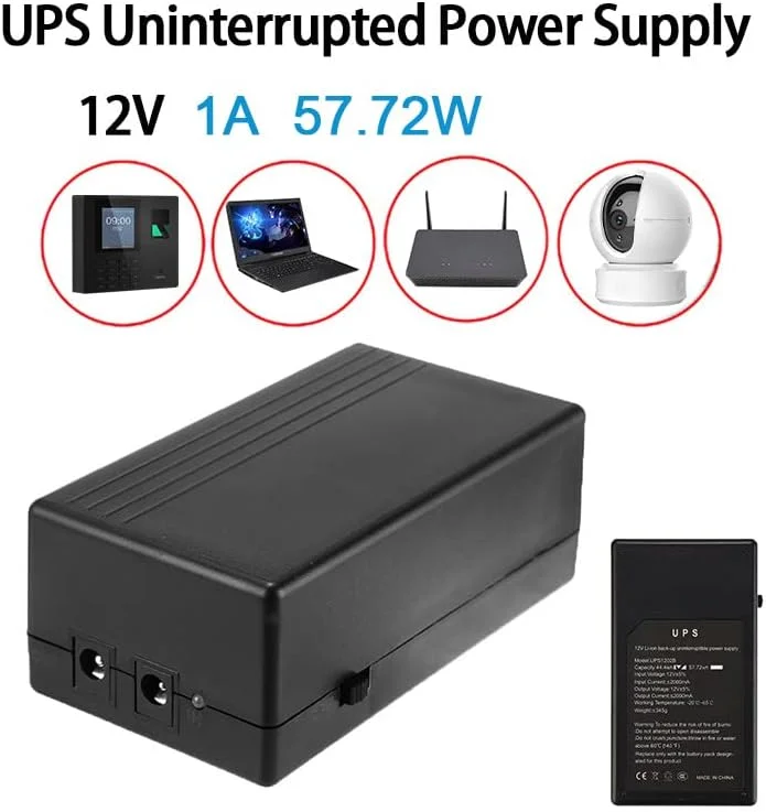 منبع تغذیه پشتیبان امنیتی 12 ولت 1 آمپر 57.72 وات، مینی باتری UPS، منبع تغذیه پشتیبان بدون وقفه برای روتر دوربین منبع تغذیه پشتیبان امنیتی 12 ولت 1 آمپر 57.72 وات، مینی باتری UPS، منبع تغذیه پشتیبان بدون وقفه برای روتر دوربین