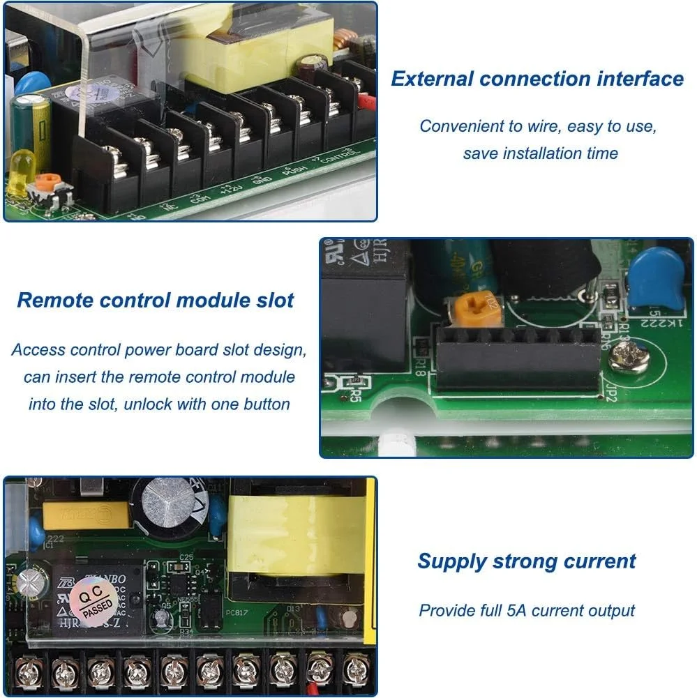 منبع تغذیه کنترل دسترسی DC 12V/5A AC 110-240V سیستم کنترل دسترسی درب، منبع تغذیه سوئیچینگ UPS، کیت سیستم کنترل دسترسی درب منبع تغذیه کنترل دسترسی DC 12V/5A AC 110-240V سیستم کنترل دسترسی درب، منبع تغذیه سوئیچینگ UPS، کیت سیستم کنترل دسترسی درب