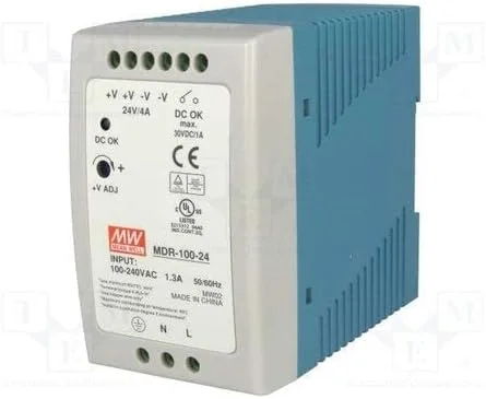 منبع تغذیه ریلی DIN صنعتی مدل MDR-100-24-MEANWELL، ۲۴ ولت، ۴ آمپر، ۹۶ وات، ۱.۵ اینچ منبع تغذیه ریلی DIN صنعتی مدل MDR-100-24-MEANWELL، ۲۴ ولت، ۴ آمپر، ۹۶ وات، ۱.۵ اینچ