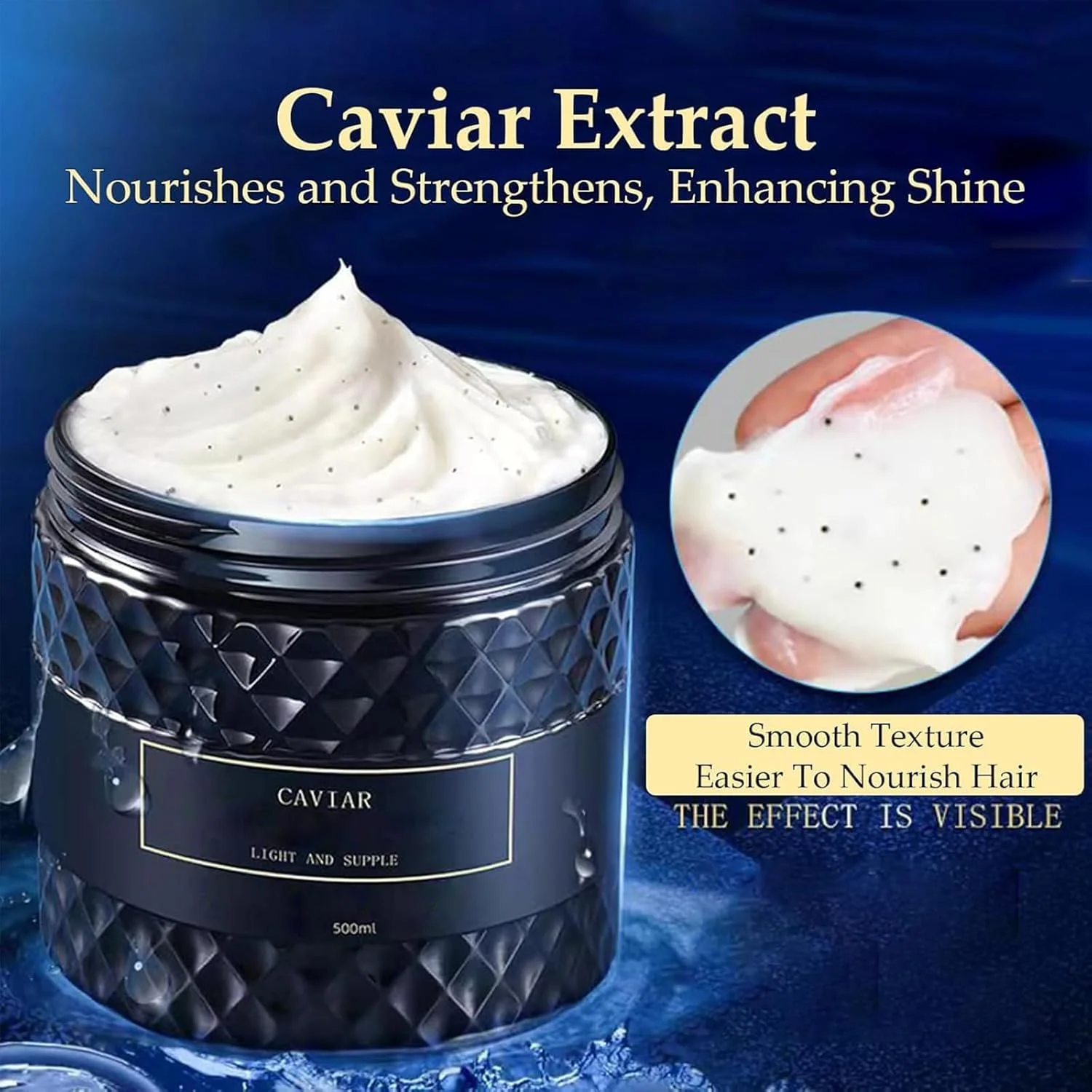 ماسک موی خاویار بلوم، ماسک ترمیم کننده عمقی موی خاویار (500 میلی لیتر)، ماسک موی مرطوب کننده، نرم کننده عمیق برای موهای خشک و آسیب دیده، بهبود وز و موخوره (1.5 کیلوگرم)