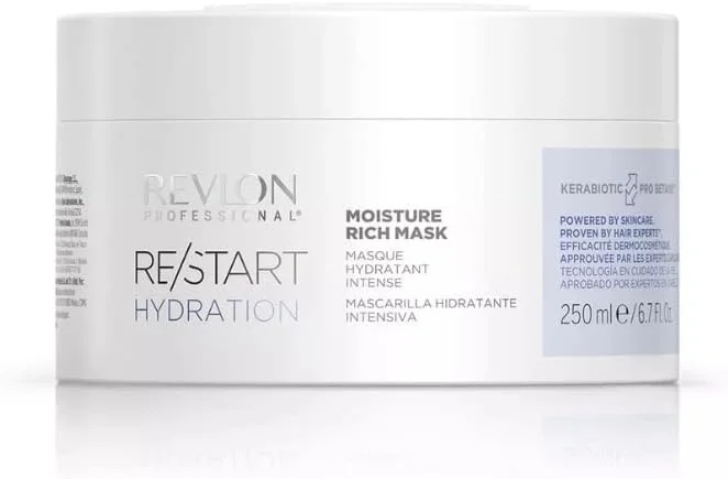 ماسک موی آبرسان و غنی RE/START Hydration رولون پروفشنال، 250 میلی لیتر، ماسک موی مرطوب کننده برای موهای خشک، ماسک برای مراقبت طولانی مدت و غنی، درمان احیا کننده مو در برابر وز