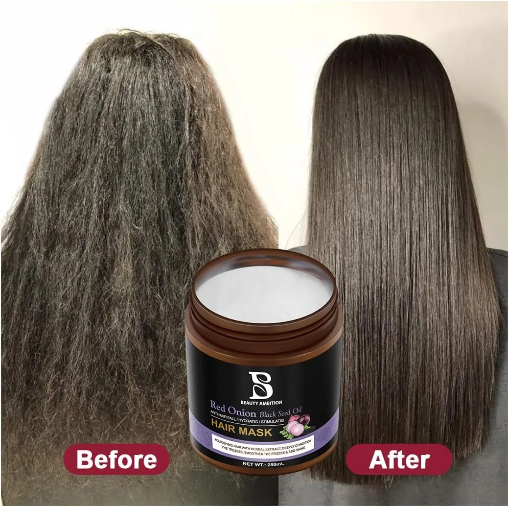 ماسک مو احیا کننده با پیاز قرمز و روغن دانه سیاه برای تغذیه عمیق، نرم کنندگی، موهای قوی و سالم - 250 میلی لیتر