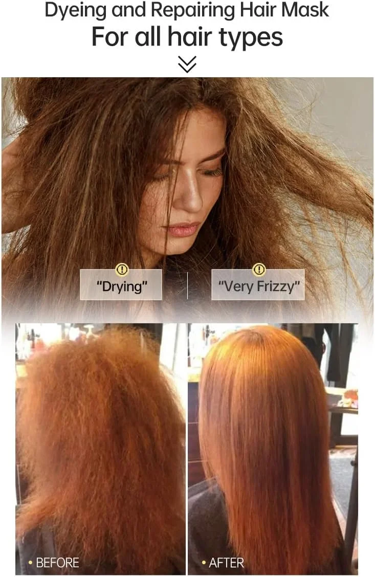مراقبت از مو، ماسک موی احیا کننده 8 ثانیه ای برای موهای رنگ شده و آسیب دیده، کرم موی کراتینه جادویی، کرم صاف کننده مو، صاف کننده فوری وز مو، نرم کننده ترمیم کننده روزانه و رنگ