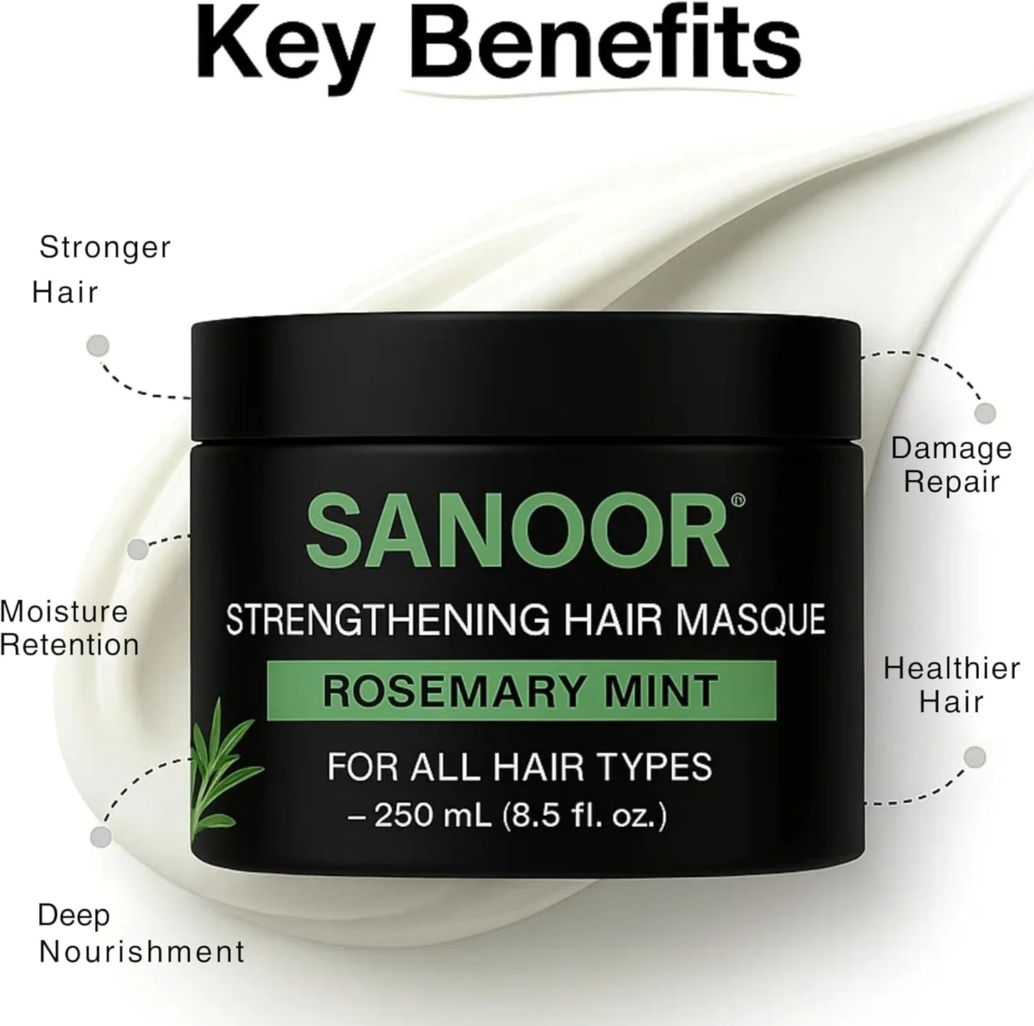 ماسک مو رزماری نعناع بیوتین | ماسک نرم کننده عمیق برای موهای خشک، آسیب دیده و مجعد | درمان ضد وز بدون سولفات با کراتین، پروتئین و افزایش رطوبت