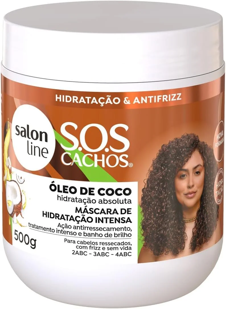 ماسک مو سالن لاین، SOS فر، نارگیل، مغذی و مرطوب کننده، وگان - مناسب موهای موج دار و فر، 1 کیلوگرم (بسته بندی ممکن است متفاوت باشد)