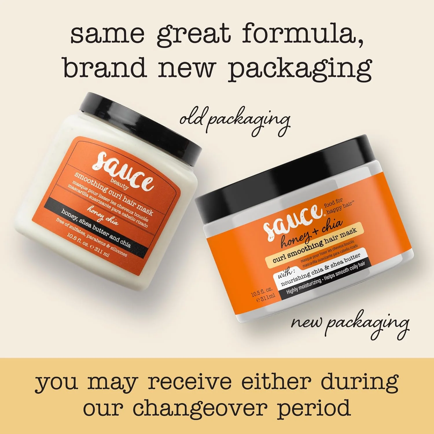 ماسک موی صاف کننده فر مو با عسل و چیا Sauce Beauty - حجم 310 میلی لیتر، مناسب برای موهای خشک و وز - آبرسان و حالت دهنده برای موهای فر و موج دار طبیعی (تک عددی)