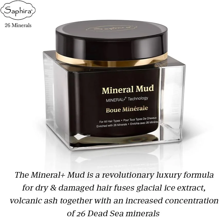 ماسک موی گِل Saphira Mineral+، درمان ترمیمی و احیا کننده قوی با فناوری خاک رس یخبندان، برای مو و پوست سر خشک و آسیب دیده، بدون سولفات و پارابن، 200 میلی لیتر