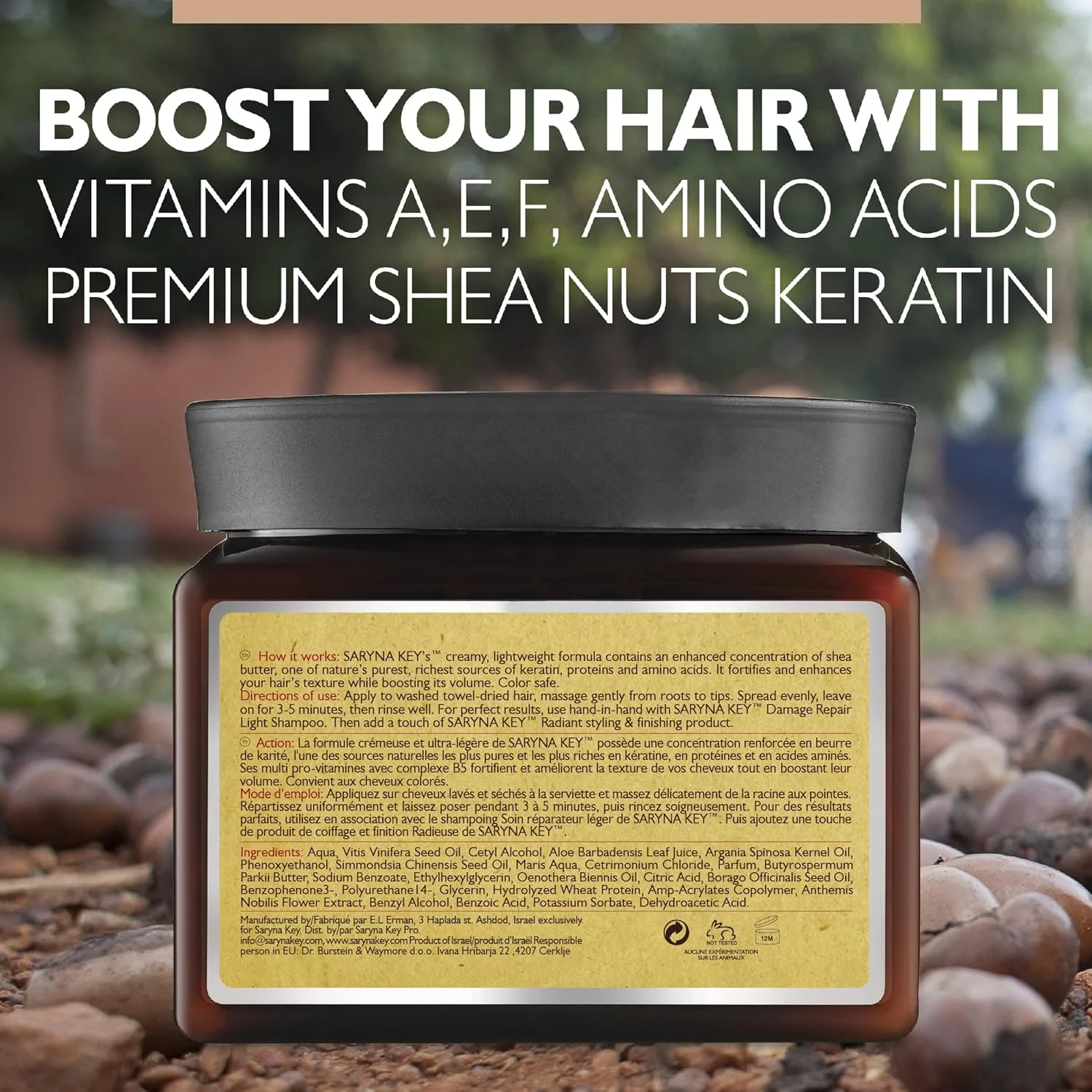 ماسک موی باتری لایت سارینا کی - حاوی شی باتر آفریقایی برای درمان موهای خشک - مرطوب کننده و احیا کننده مو با کراتین طبیعی و ویتامین های A، E، F (500 میلی لیتر)