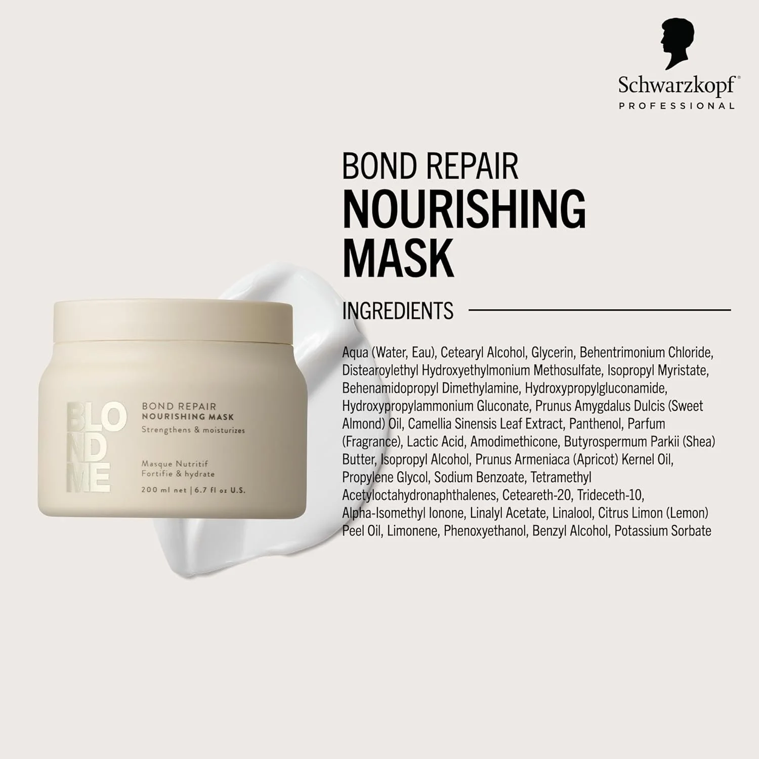ماسک مو ترمیم کننده و مغذی Schwarzkopf Professional BLONDME، ماسک موی مراقبت عمیق و موثر، ترمیم کننده، صاف کننده، آبرسان و نرم کننده، 200 میلی لیتر