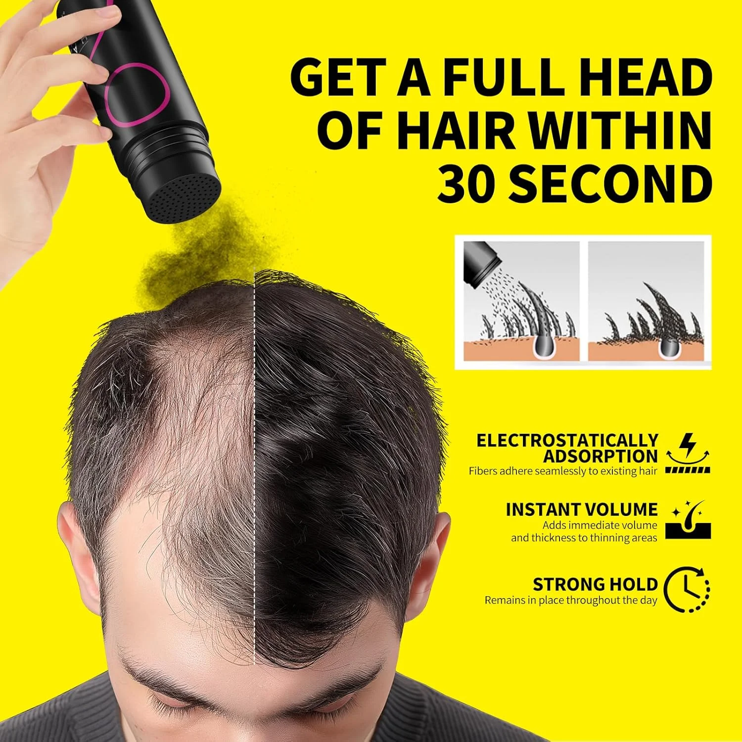 پودر پرپشت کننده مو سِویچ - پوشش دهنده فوری کم پشتی مو، بازسازی کننده مو، حاوی فیبرهای کراتین طبیعی برای موهای ضعیف، 40 گرم - قهوه ای تیره