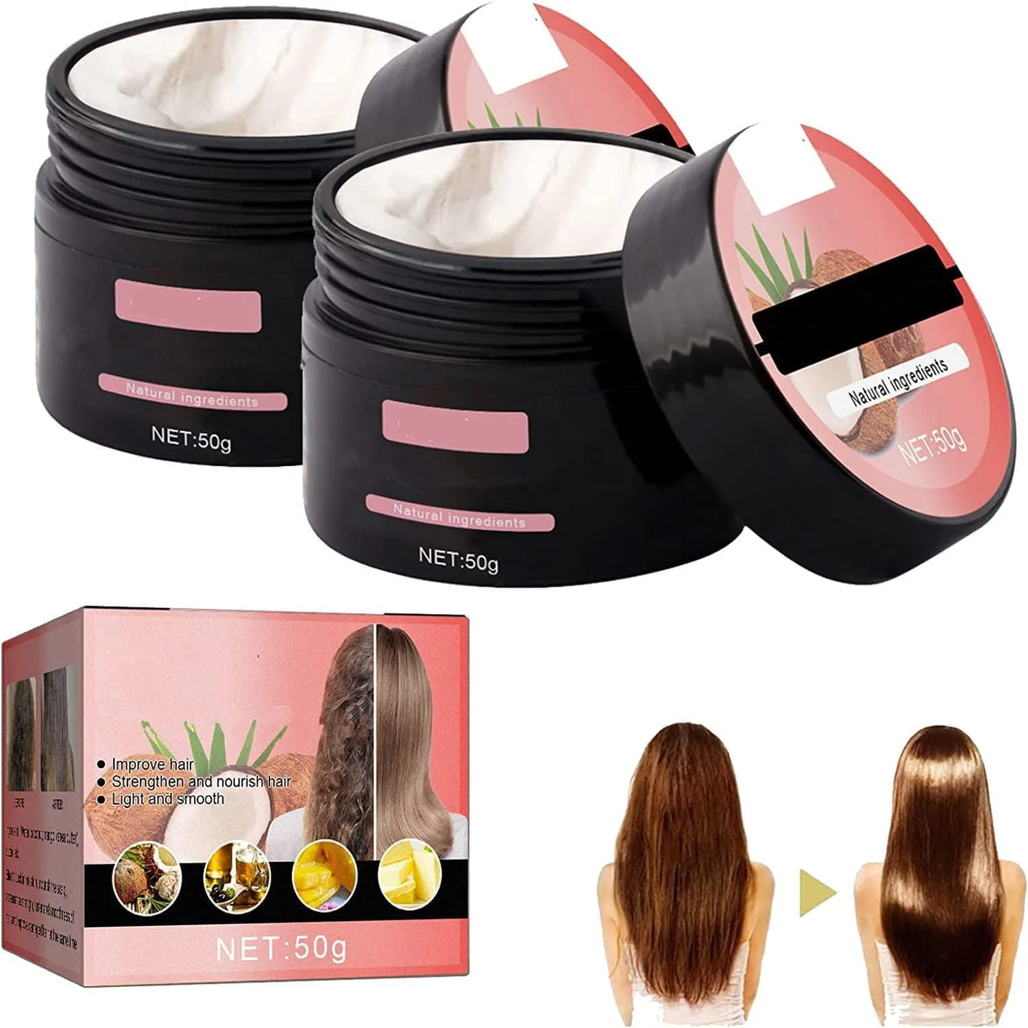 ماسک ترمیم کننده فوری مو حاوی کراتین شاینهیر، ماسک مغذی مو با رایحه نارگیل، ماسک درمانی جادویی مو، ترمیم پیشرفته ریشه و آسیب دیدگی مو، نرم کننده عمیق مناسب برای موهای خشک و آسیب دیده (2 عدد) ماسک ترمیم کننده فوری مو حاوی کراتین شاینهیر، ماسک مغذی مو با رایحه نارگیل، ماسک درمانی جادویی مو، ترمیم پیشرفته ریشه و آسیب دیدگی مو، نرم کننده عمیق مناسب برای موهای خشک و آسیب دیده (2 عدد)