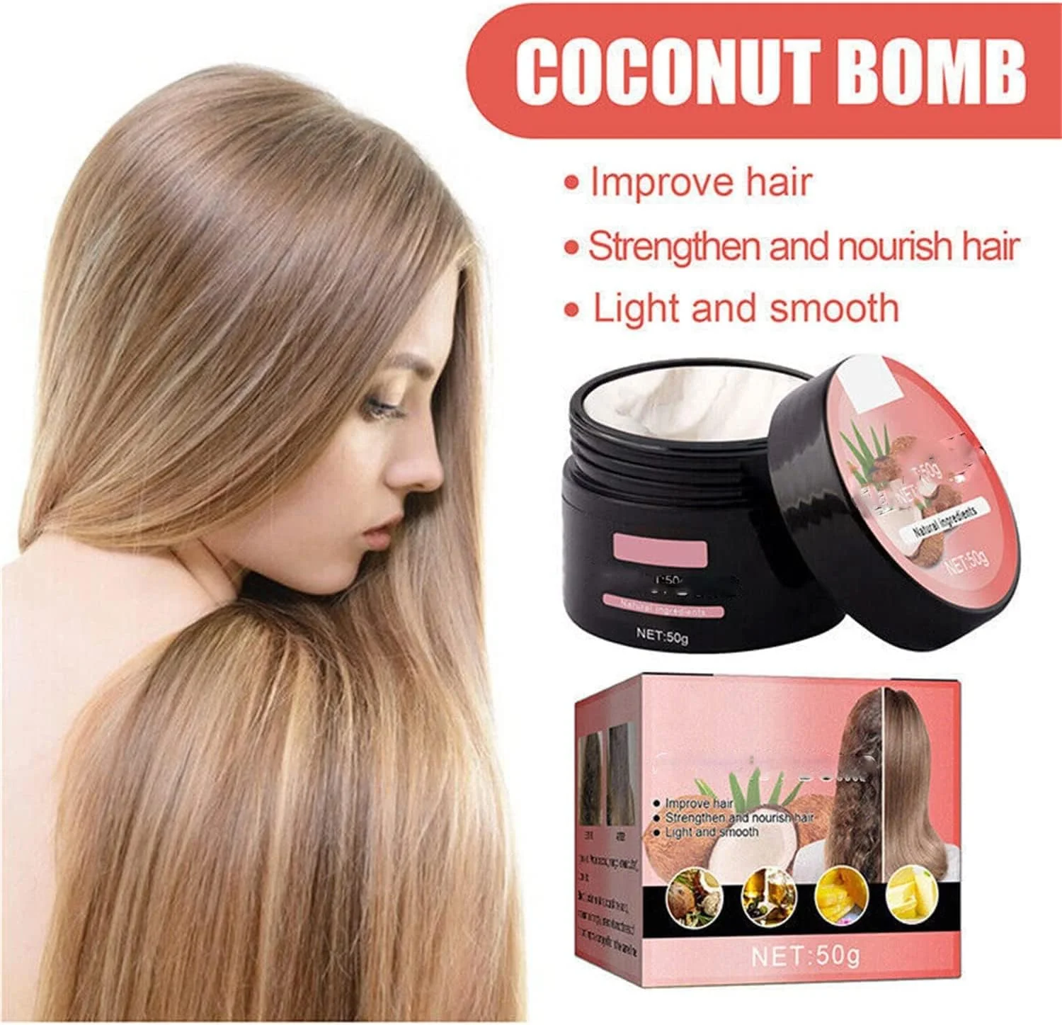 ماسک ترمیم کننده فوری مو حاوی کراتین شاینهیر، ماسک مغذی مو با رایحه نارگیل، ماسک جادویی درمان مو، ترمیم پیشرفته ریشه و آسیب دیدگی مو، نرم کننده عمیق مناسب برای موهای خشک و آسیب دیده (1 عدد) ماسک ترمیم کننده فوری مو حاوی کراتین شاینهیر، ماسک مغذی مو با رایحه نارگیل، ماسک جادویی درمان مو، ترمیم پیشرفته ریشه و آسیب دیدگی مو، نرم کننده عمیق مناسب برای موهای خشک و آسیب دیده (1 عدد)