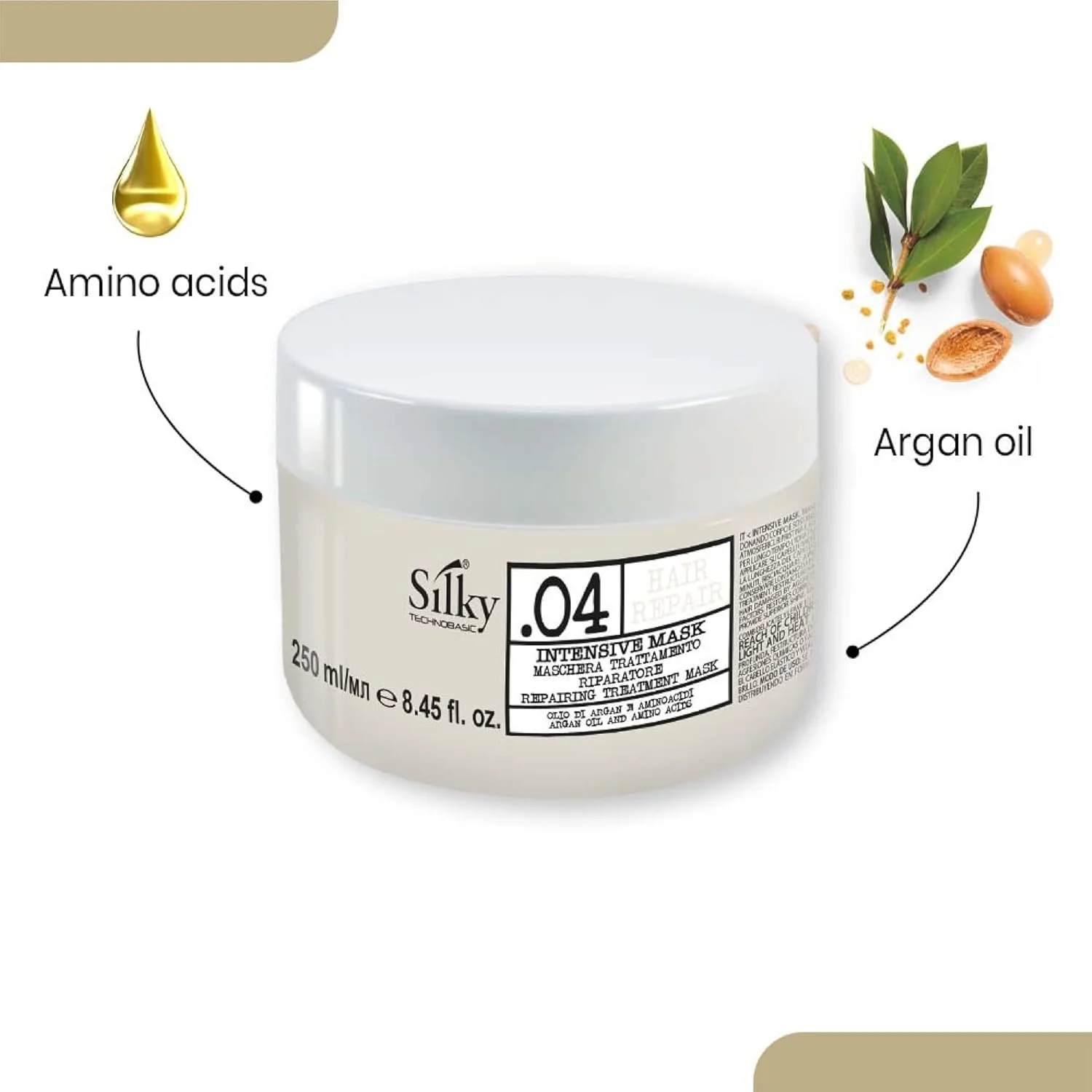 ماسک ترمیم کننده مو ابریشمی TECHNOBASIC .04 | درمان سریع و عمیق برای موهای خشک و آسیب دیده با سطح PH متعادل (1000 میلی لیتر)