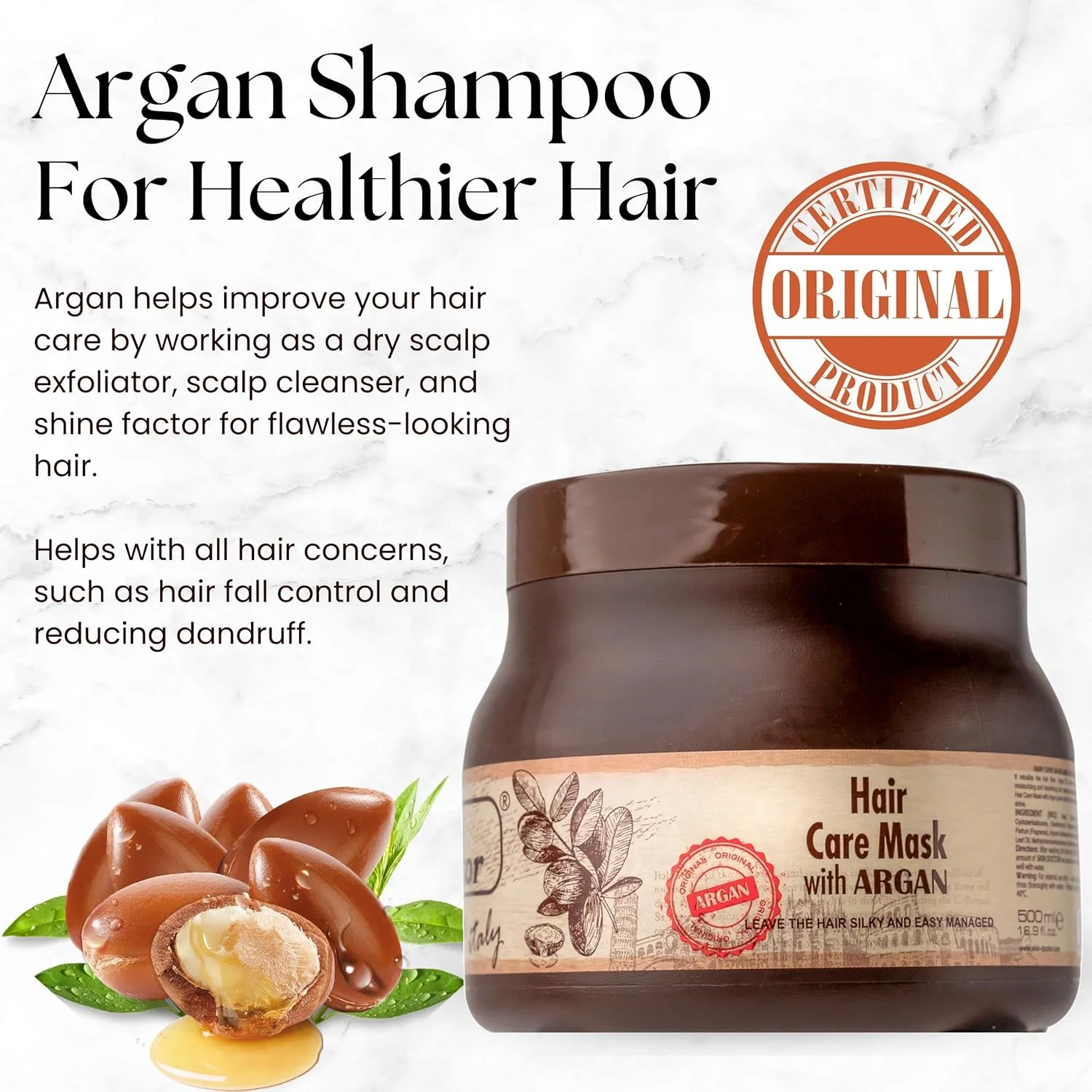 ماسک مو روغن آرگان اسکین دکتر - ماسک موی مرطوب کننده و مغذی عمیق، برای انواع مو، درمان موهای آسیب دیده و کاهش وز - آبرسانی فوق العاده و تحریک رشد مو 500 میلی لیتر