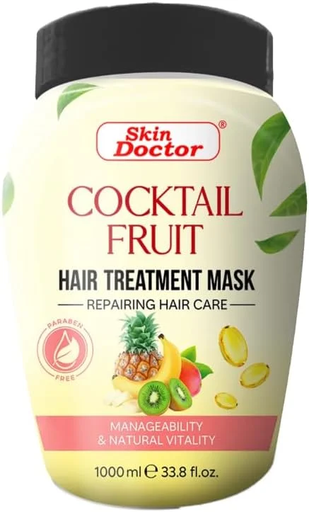 ماسک درمان مو با روغن داغ میوه ای کوکتل Skin-Doctor، مراقبت ترمیم کننده مو، 1000 میلی لیتر، فاقد پارابن ماسک درمان مو با روغن داغ میوه ای کوکتل Skin-Doctor، مراقبت ترمیم کننده مو، 1000 میلی لیتر، فاقد پارابن