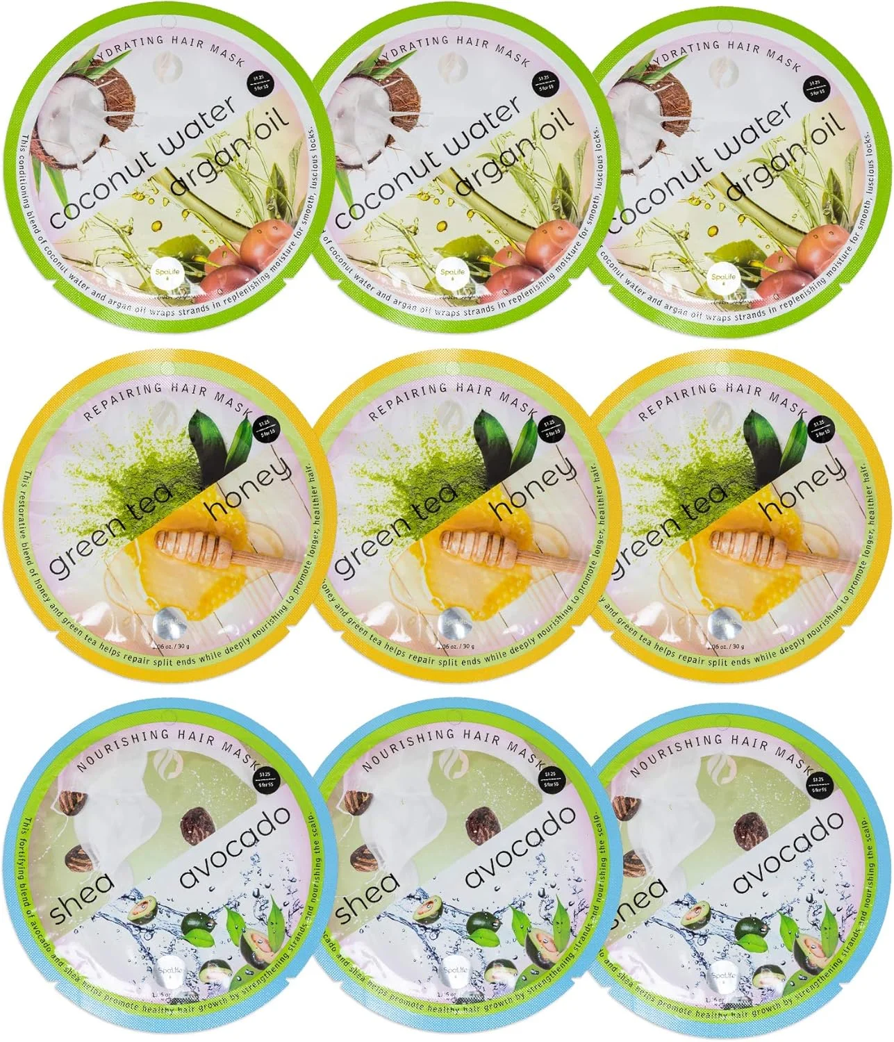 اسپا لایف، پک ۹ عددی ماسک موی طبیعی و متنوع