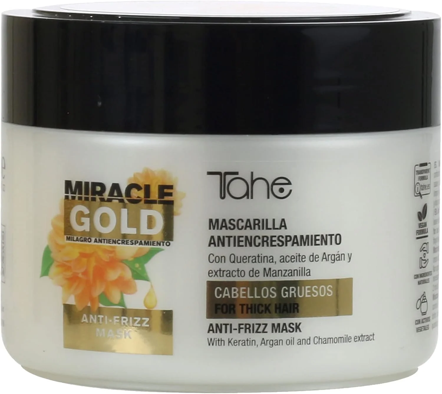 ماسک ضد وز موی معجزه طلایی Tahe برای موهای ضخیم حاوی کراتین، روغن آرگان و عصاره بابونه، 300 میلی لیتر