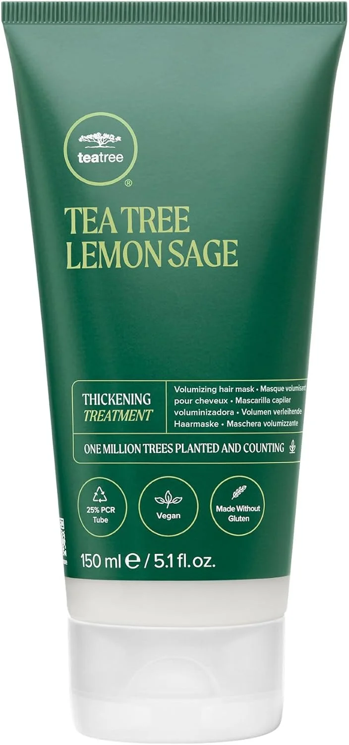 درمان ضخیم کننده مو با عصاره درخت چای، لیمو و مریم گلی، ماسک حجم دهنده مو، مناسب موهای نازک، 150 میلی لیتر