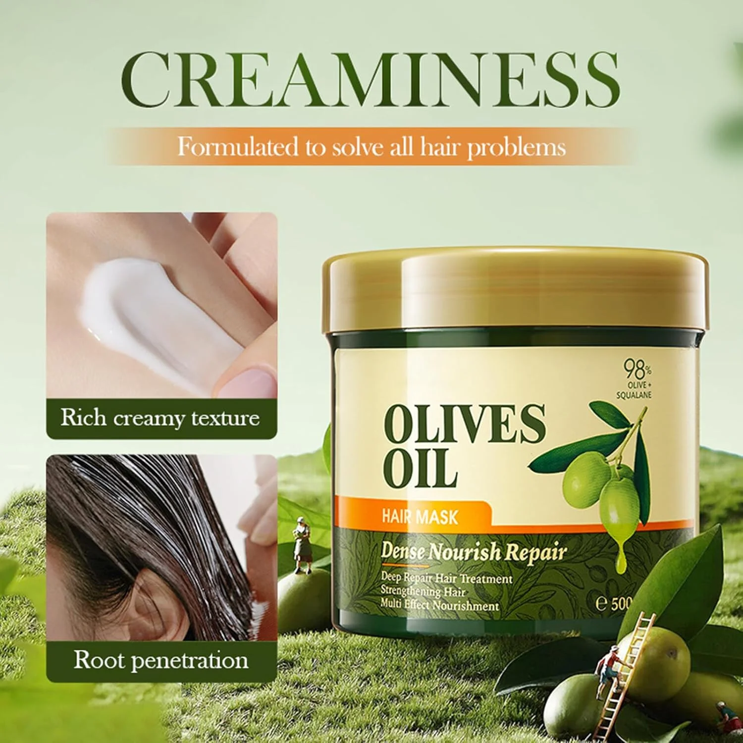 ماسک مو 500 میلی لیتر، درمان مو، ماسک مو ترمیم کننده عمیق، ترمیم موهای آسیب دیده، تقویت و تغذیه کننده، اسانس برای موهای خشک و آسیب دیده، برای موهای ضخیم تر، بلندتر، پرپشت تر و سالم تر