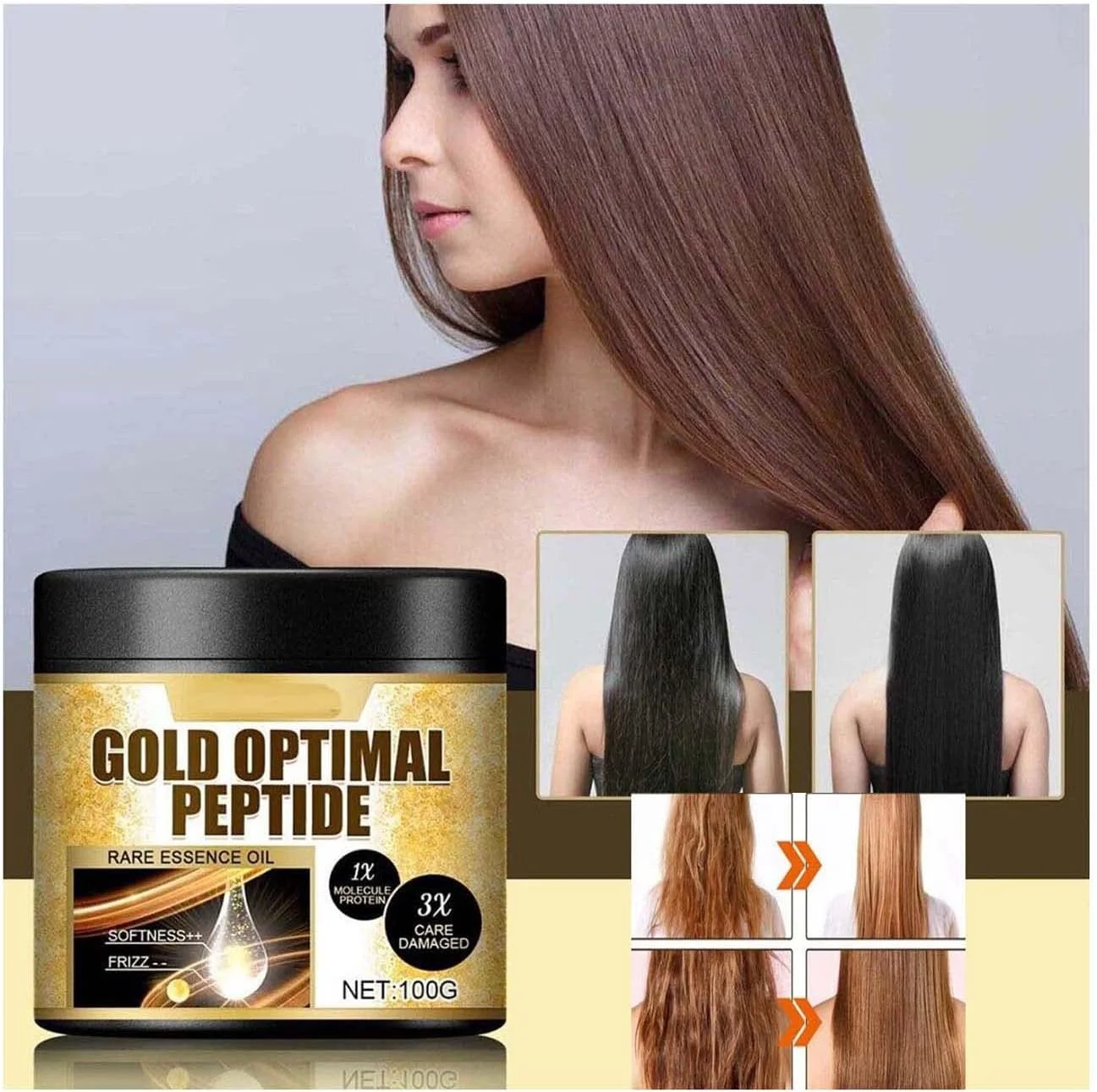 ماسک مو پپتید طلایی، ماسک درمان مو کراتین، کراتین موهای آسیب دیده را ترمیم می کند و مراقبت از پوست سر را نرم می کند، نرم کننده عمیق مو برای آبرسانی، تغذیه، نرم کردن موهای خشک و وز (3 عدد) ماسک مو پپتید طلایی، ماسک درمان مو کراتین، کراتین موهای آسیب دیده را ترمیم می کند و مراقبت از پوست سر را نرم می کند، نرم کننده عمیق مو برای آبرسانی، تغذیه، نرم کردن موهای خشک و وز (3 عدد)