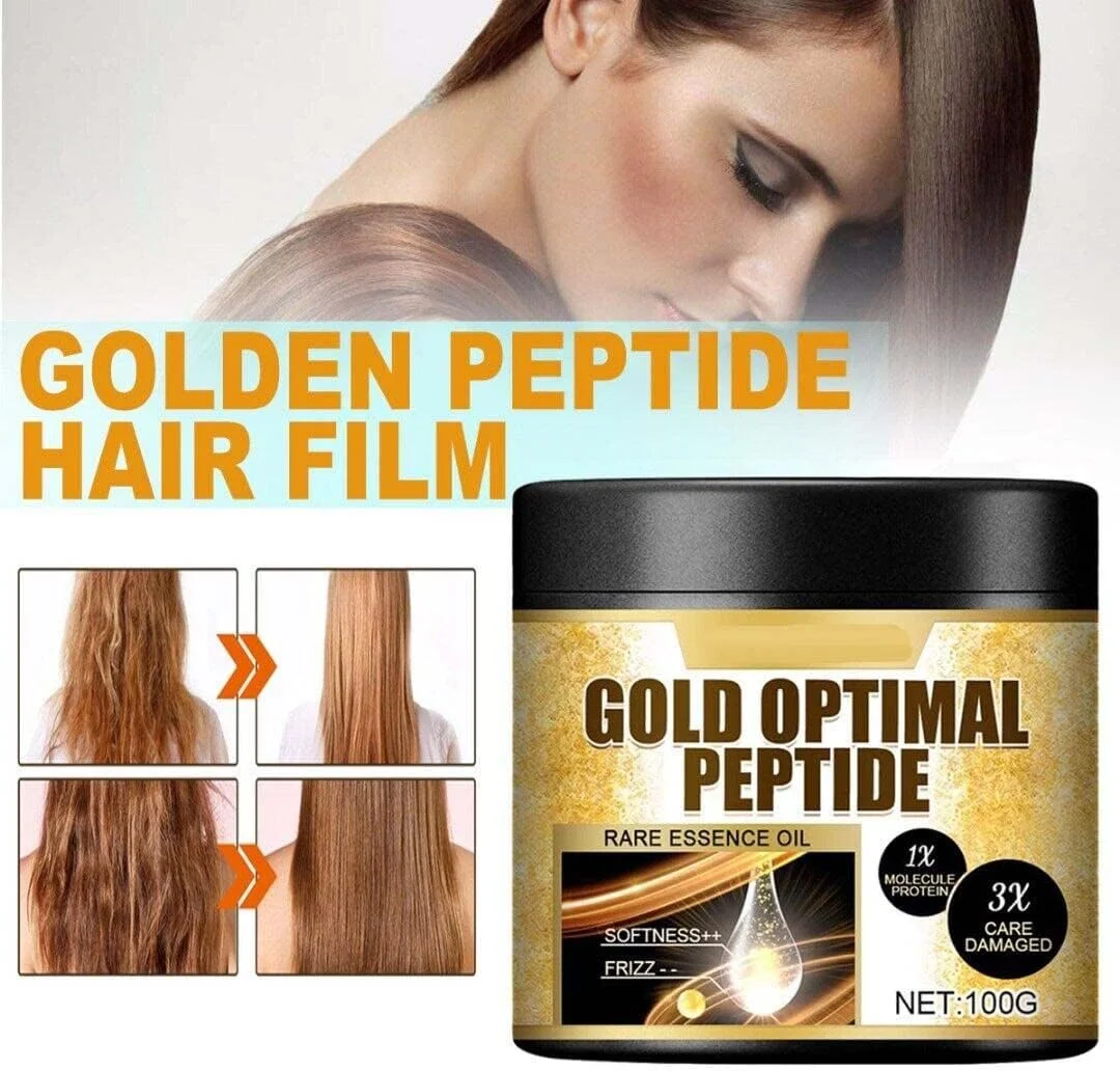 ماسک مو پپتید طلایی، ماسک درمان مو کراتین، کراتین موهای آسیب دیده را ترمیم می کند و مراقبت از پوست سر را نرم می کند، نرم کننده عمیق مو برای آبرسانی، تغذیه، نرم کردن موهای خشک و وز (3 عدد)