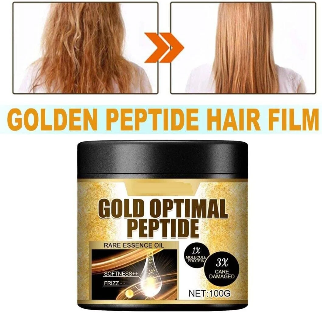 ماسک مو پپتید طلایی، ماسک درمان مو کراتین، کراتین موهای آسیب دیده را ترمیم می کند و مراقبت از پوست سر را نرم می کند، نرم کننده عمیق مو برای آبرسانی، تغذیه، نرم کردن موهای خشک و وز (3 عدد)