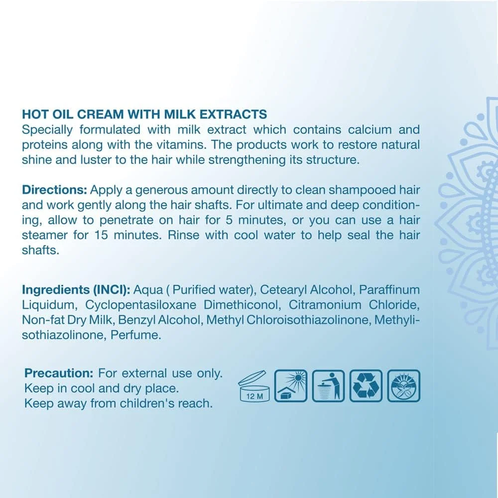 کرم درمان مو با روغن گرم مروارید آبی حاوی عصاره شیر | ماسک مو برای ترمیم موهای آسیب دیده و درمان ریزش مو | 1000 میلی لیتر