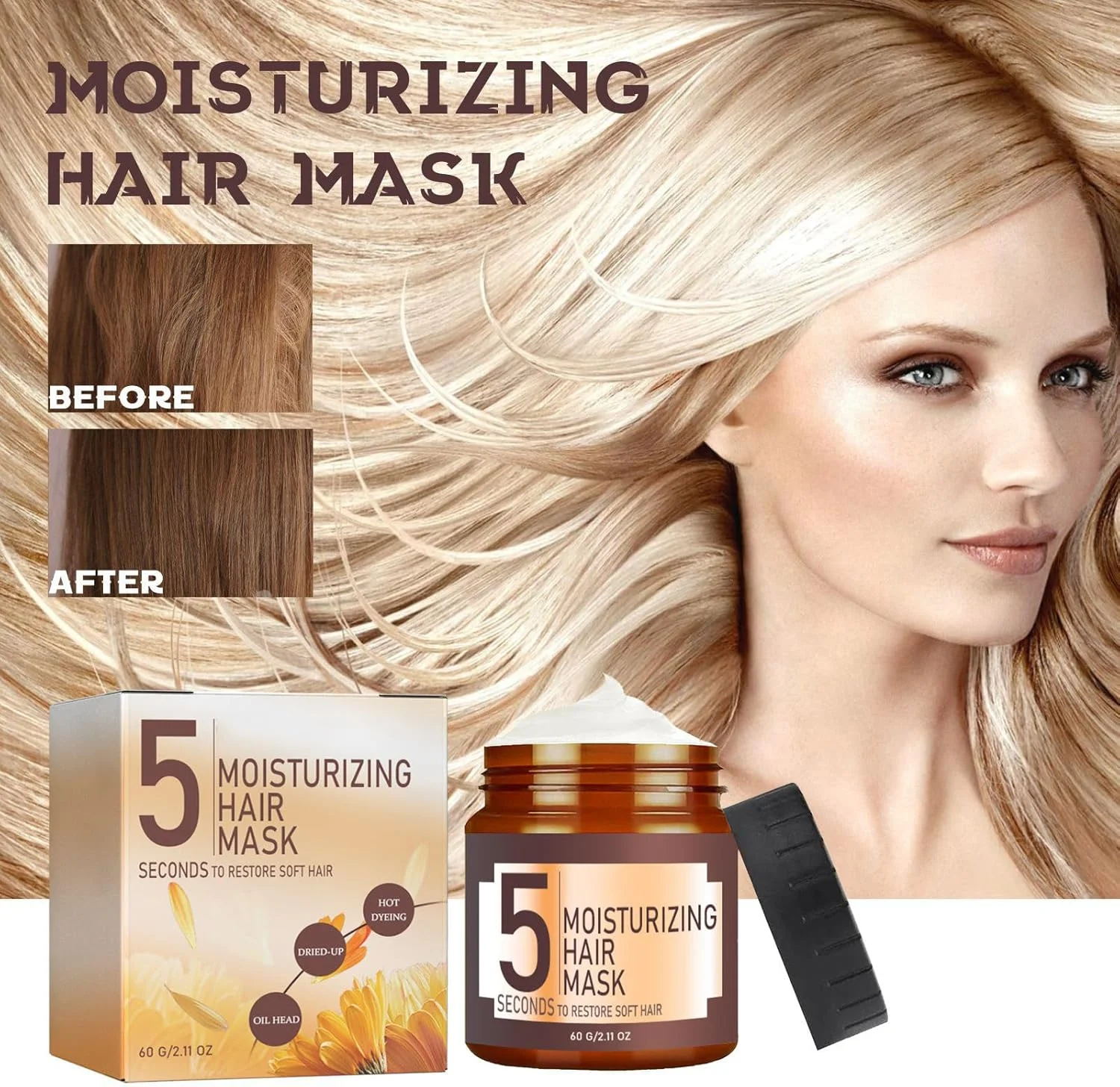 ماسک موی کلاژن، ترمیم کننده عمیق و حالت دهنده موهای آسیب دیده، آبرسان و مغذی با روغن آرگان، کراتین و مواد طبیعی، مناسب برای انواع مو