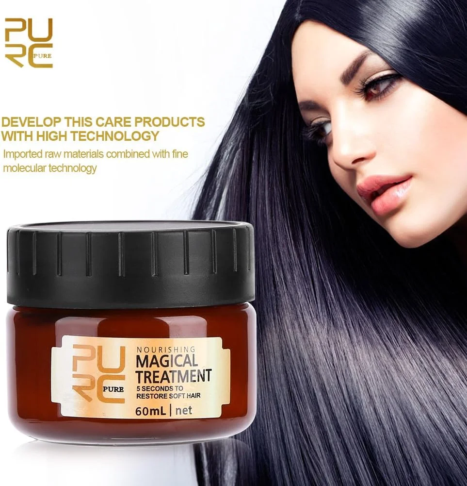 ماسک مو 60 میلی لیتری، درمان مو، ماسک موی جادویی حرفه ای، درمان مغذی، نرم کننده و ترمیم کننده موهای آسیب دیده و خشک