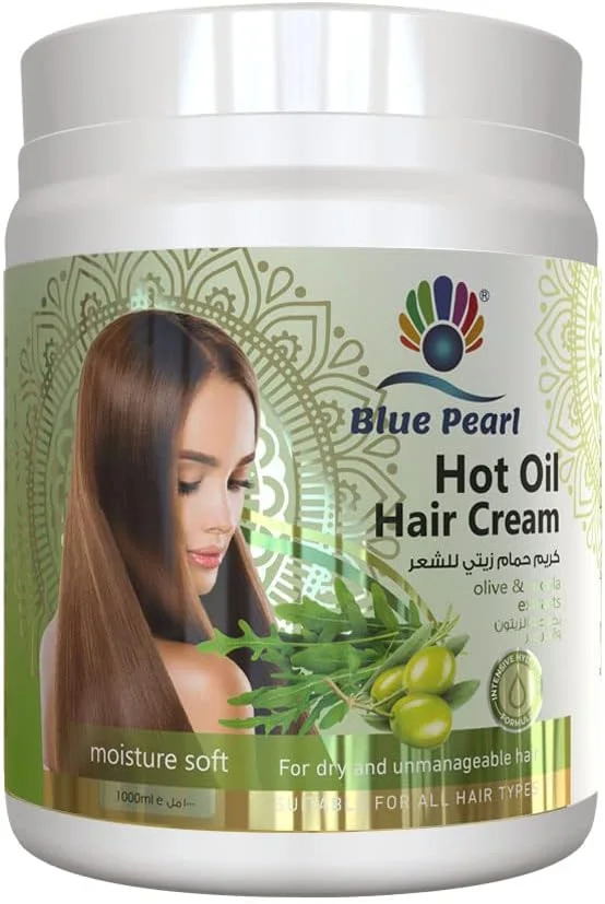 کرم درمان مو با روغن گرم مروارید آبی حاوی عصاره های زیتون و روغنی | ماسک مو برای ترمیم موهای آسیب دیده و درمان ریزش مو | 1000 میلی لیتر کرم درمان مو با روغن گرم مروارید آبی حاوی عصاره های زیتون و روغنی | ماسک مو برای ترمیم موهای آسیب دیده و درمان ریزش مو | 1000 میلی لیتر