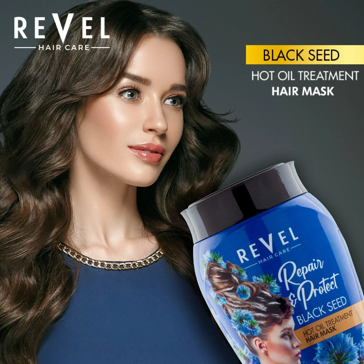 ماسک مو روغن سیاه گرم Revel Hair Care مناسب برای آقایان و بانوان ۱۰۰۰ میلی لیتر، کنترل ریزش مو، رشد مجدد