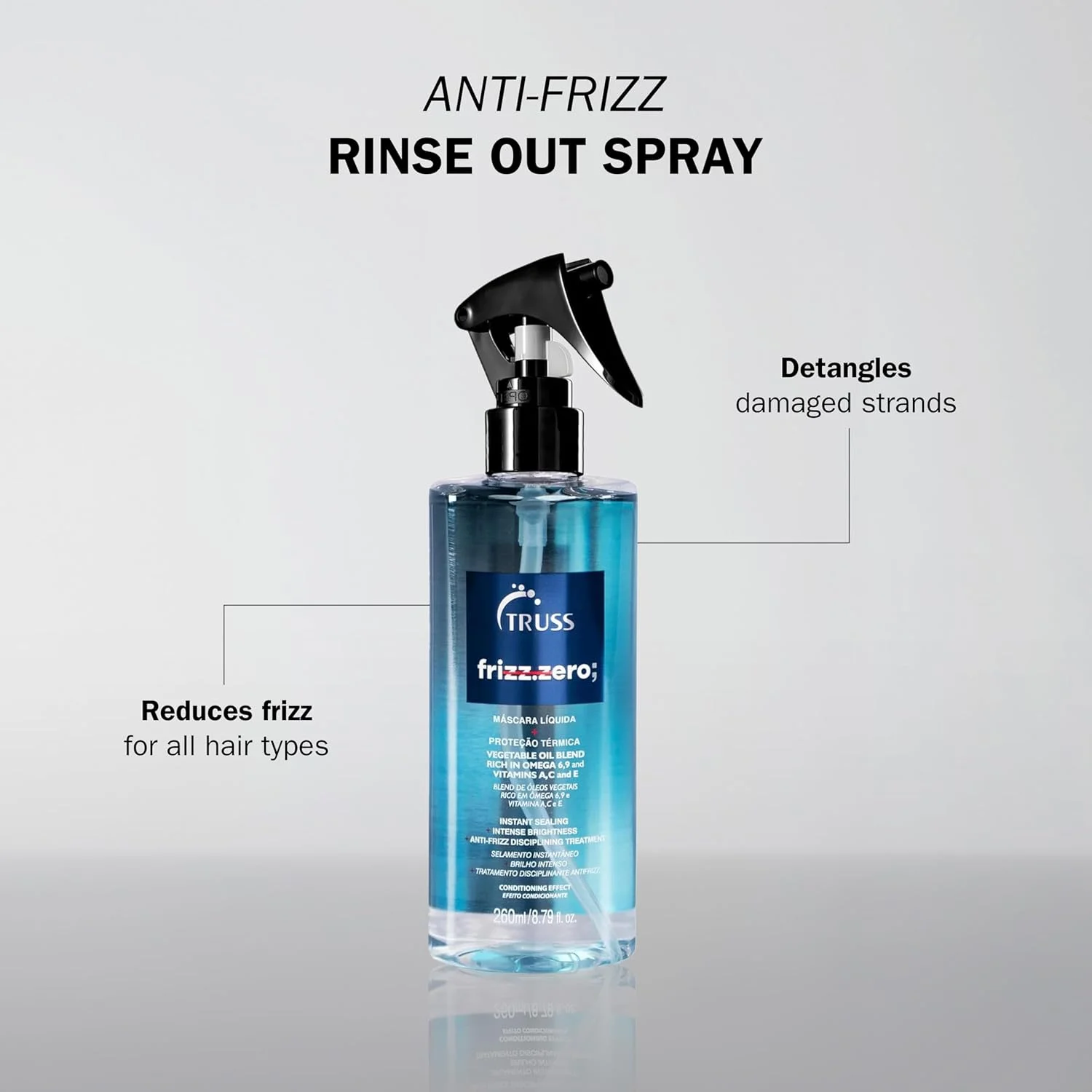 ماسک موی مایع ضد وز تروس - اسپری درمان موی ضد وز - باز کننده گره و درخشان کننده موهای آسیب دیده - ایجاد درخشندگی شدید و بستن کوتیکول (260 میل) ماسک موی مایع ضد وز تروس - اسپری درمان موی ضد وز - باز کننده گره و درخشان کننده موهای آسیب دیده - ایجاد درخشندگی شدید و بستن کوتیکول (260 میل)