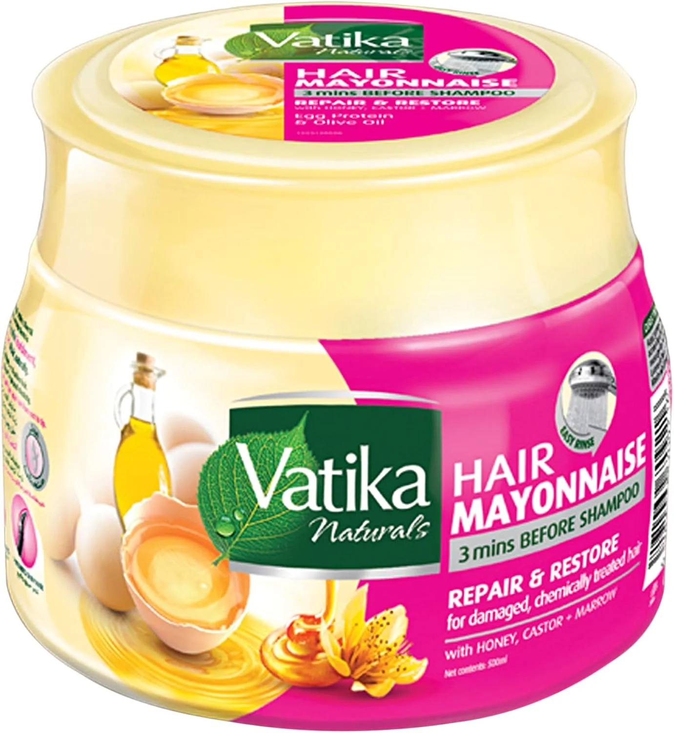 ماسک مو ترمیم کننده و احیا کننده موهای آسیب دیده Vatika Naturals، 500 گرم | ماسک مو با عسل، کرچک و مغز استخوان | برای موهای آسیب دیده و تحت درمان شیمیایی ماسک مو ترمیم کننده و احیا کننده موهای آسیب دیده Vatika Naturals، 500 گرم | ماسک مو با عسل، کرچک و مغز استخوان | برای موهای آسیب دیده و تحت درمان شیمیایی