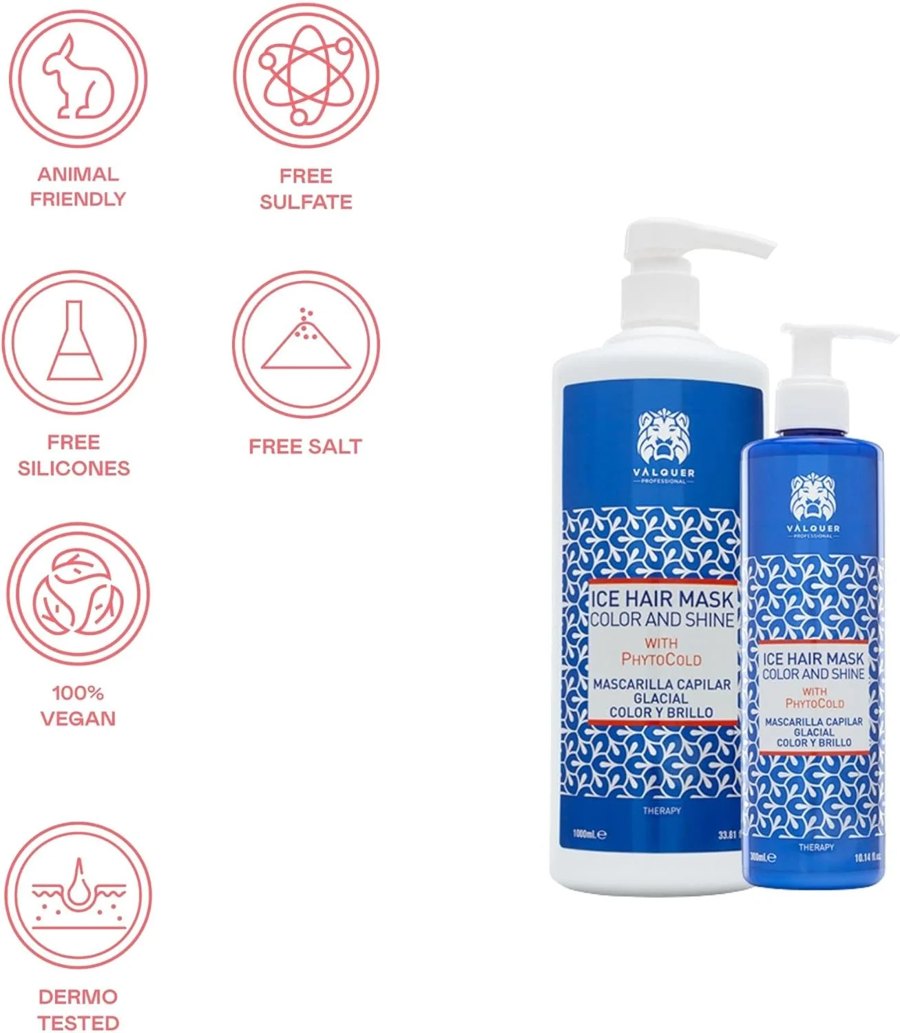 ماسک موی یخی حرفه ای Valquer برای رنگ و درخشش مو - ۱۰۰۰ میلی لیتر ماسک موی یخی حرفه ای Valquer برای رنگ و درخشش مو - ۱۰۰۰ میلی لیتر