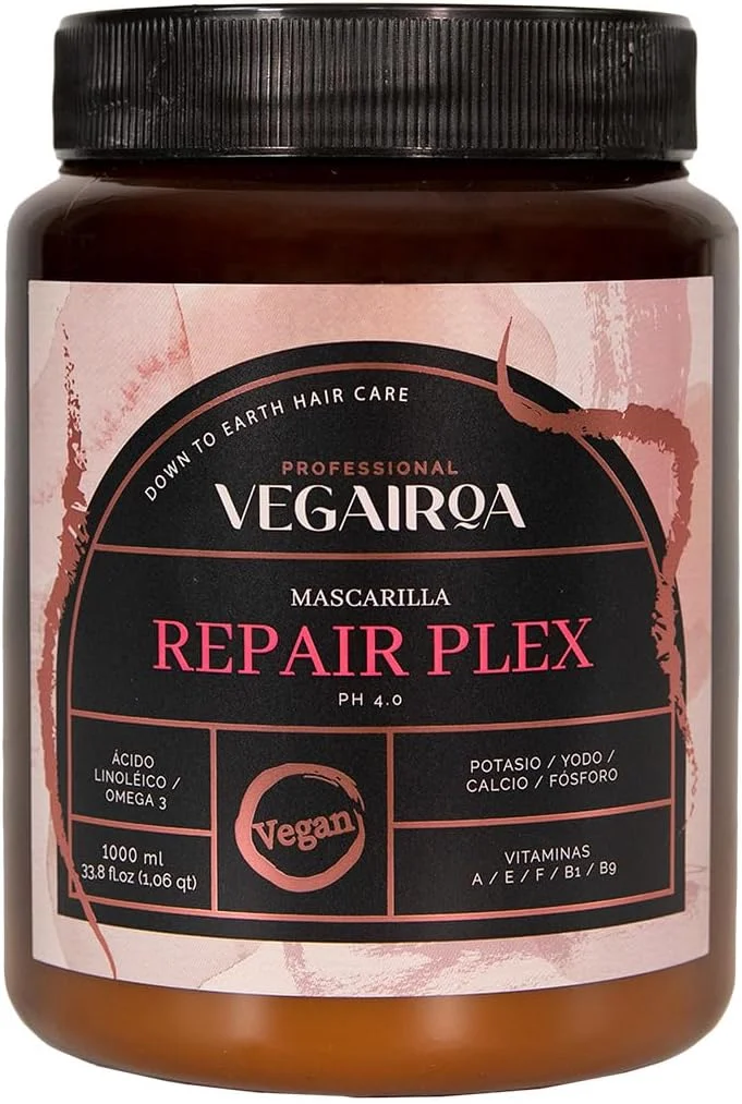 ماسک پلکس ترمیم کننده VEGAIROA - ماسک ترمیم کننده قوی - آبرسان و مغذی - محافظت از فر مو - مناسب موهای تحت درمان شیمیایی - محصول حرفه ای آرایشگری وگان - 1000 گرم ماسک پلکس ترمیم کننده VEGAIROA - ماسک ترمیم کننده قوی - آبرسان و مغذی - محافظت از فر مو - مناسب موهای تحت درمان شیمیایی - محصول حرفه ای آرایشگری وگان - 1000 گرم