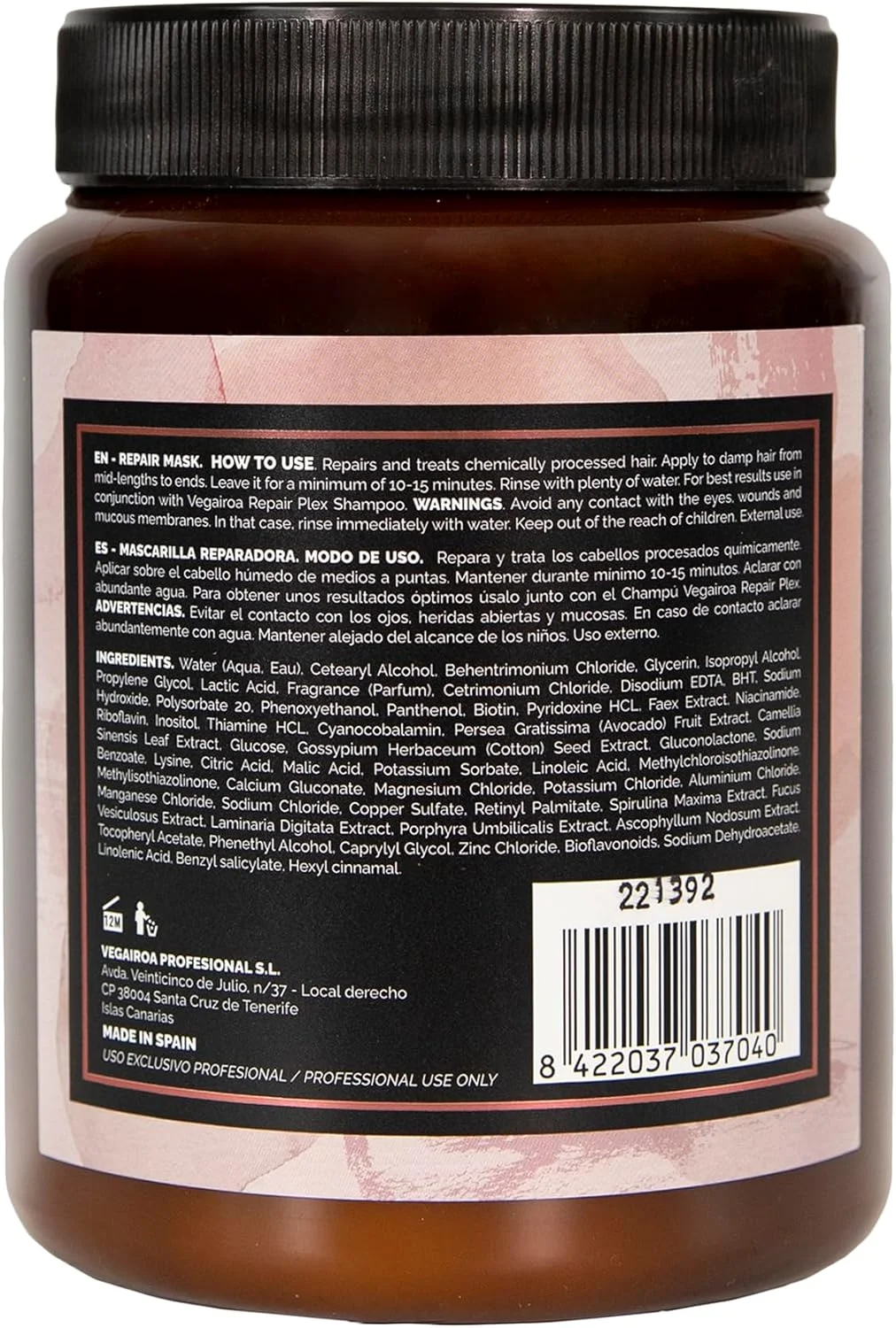 ماسک پلکس ترمیم کننده VEGAIROA - ماسک ترمیم کننده قوی - آبرسان و مغذی - محافظت از فر مو - مناسب موهای تحت درمان شیمیایی - محصول حرفه ای آرایشگری وگان - 1000 گرم ماسک پلکس ترمیم کننده VEGAIROA - ماسک ترمیم کننده قوی - آبرسان و مغذی - محافظت از فر مو - مناسب موهای تحت درمان شیمیایی - محصول حرفه ای آرایشگری وگان - 1000 گرم