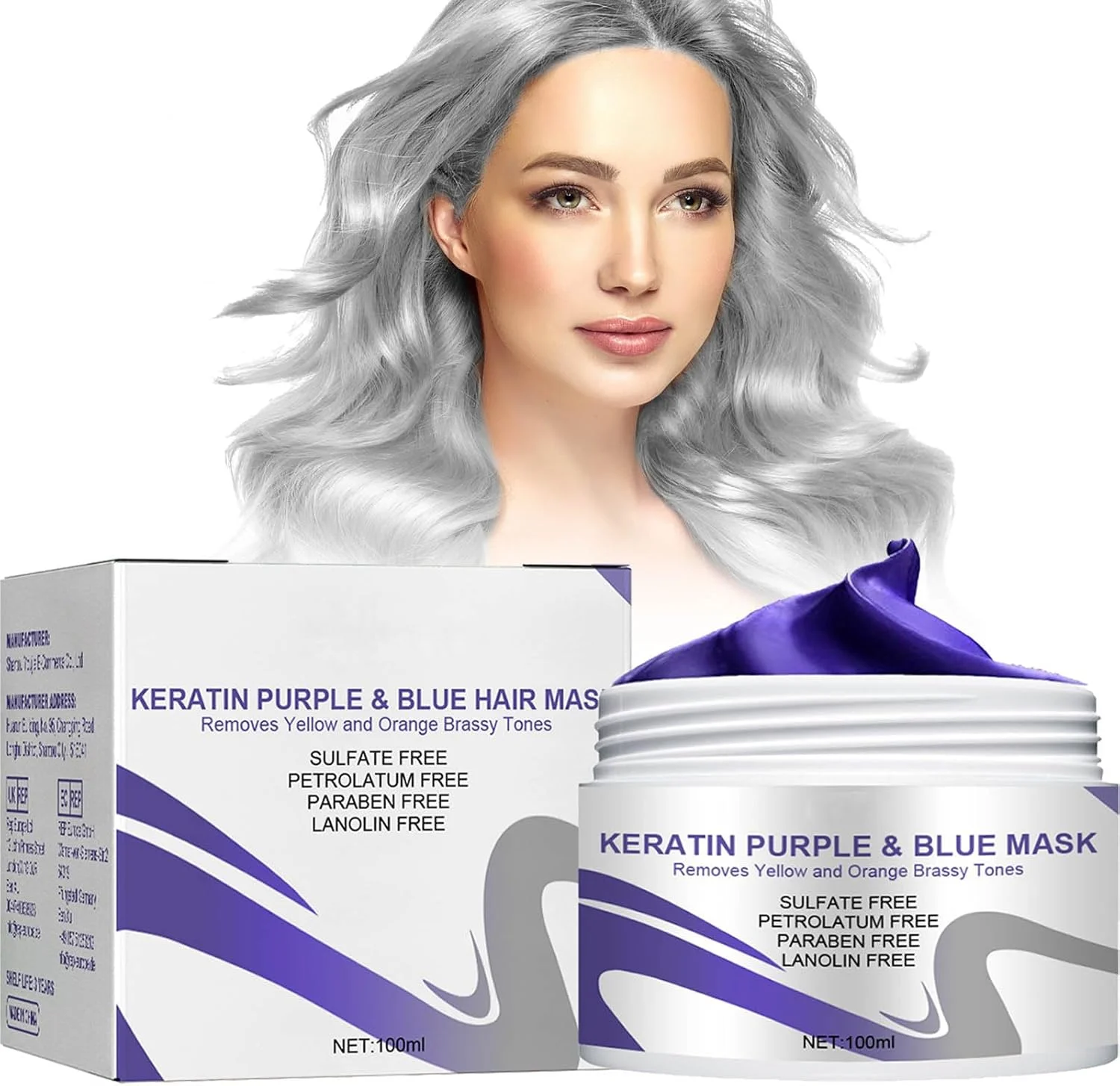 ماسک موی کراتین بنفش ویتامین ها - درمان نرم کننده عمیق پروتئینی آبی بنفش - تونر برای موهای خشک و آسیب دیده رنگ شده بلوند پلاتینی نقره ای خاکستری یا قهوه ای، موهای فوق العاده صاف و ایمن ماسک موی کراتین بنفش ویتامین ها - درمان نرم کننده عمیق پروتئینی آبی بنفش - تونر برای موهای خشک و آسیب دیده رنگ شده بلوند پلاتینی نقره ای خاکستری یا قهوه ای، موهای فوق العاده صاف و ایمن