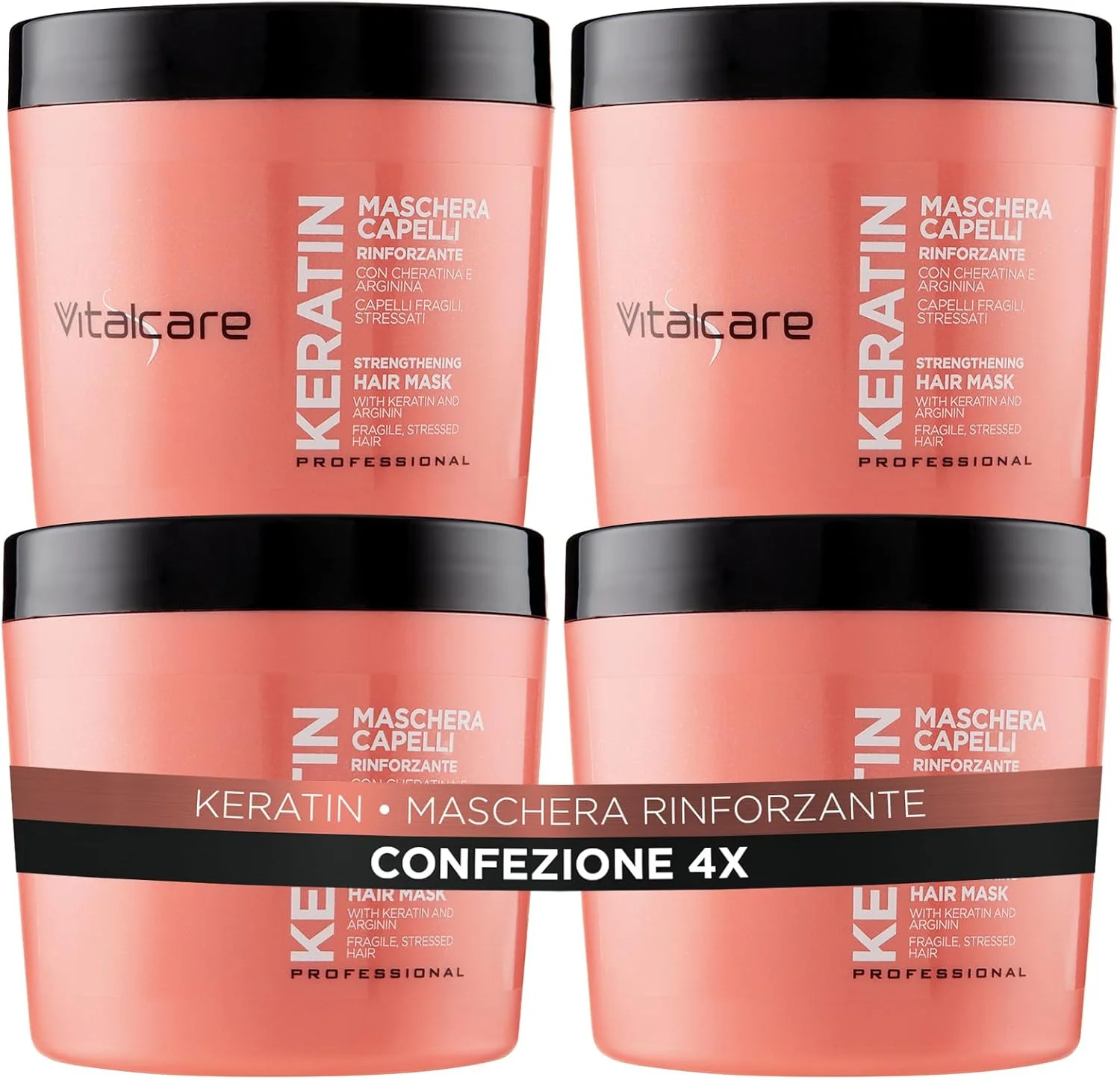 ماسک موی تقویت کننده کراتین Vitalcare برای موهای شکننده و آسیب دیده حاوی کراتین و آرژنین برای موهای قوی تر و نرم تر 4 عدد 500 میلی لیتر ماسک موی تقویت کننده کراتین Vitalcare برای موهای شکننده و آسیب دیده حاوی کراتین و آرژنین برای موهای قوی تر و نرم تر 4 عدد 500 میلی لیتر
