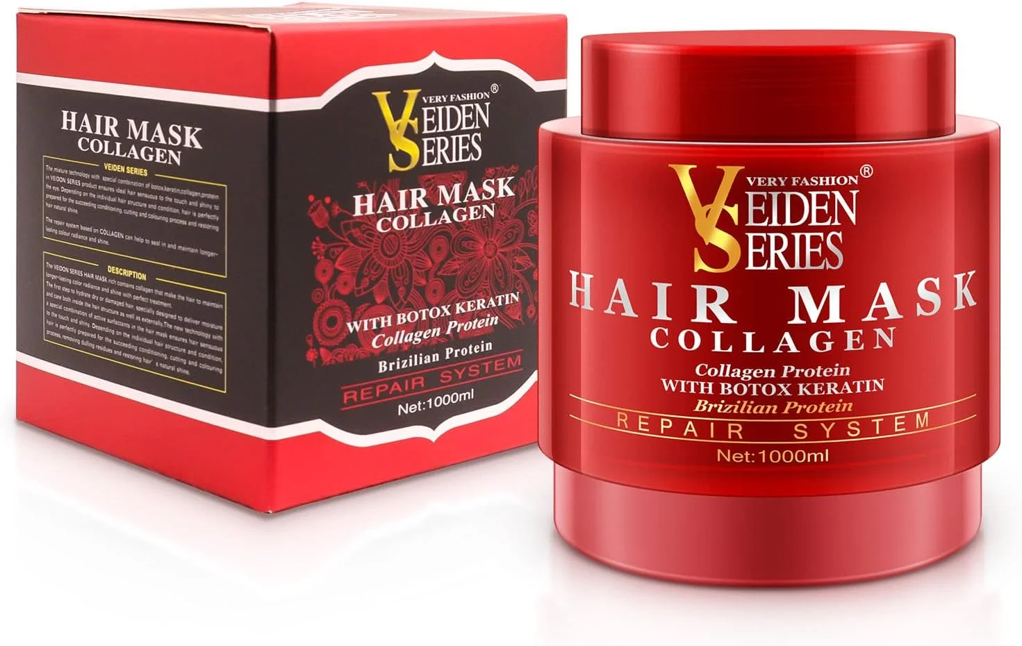 ماسک مو وییا پروفشنال سری Veiden حاوی کراتین و پروتئین کلاژن، حجم ۱۰۰۰ میلی لیتر ماسک مو وییا پروفشنال سری Veiden حاوی کراتین و پروتئین کلاژن، حجم ۱۰۰۰ میلی لیتر