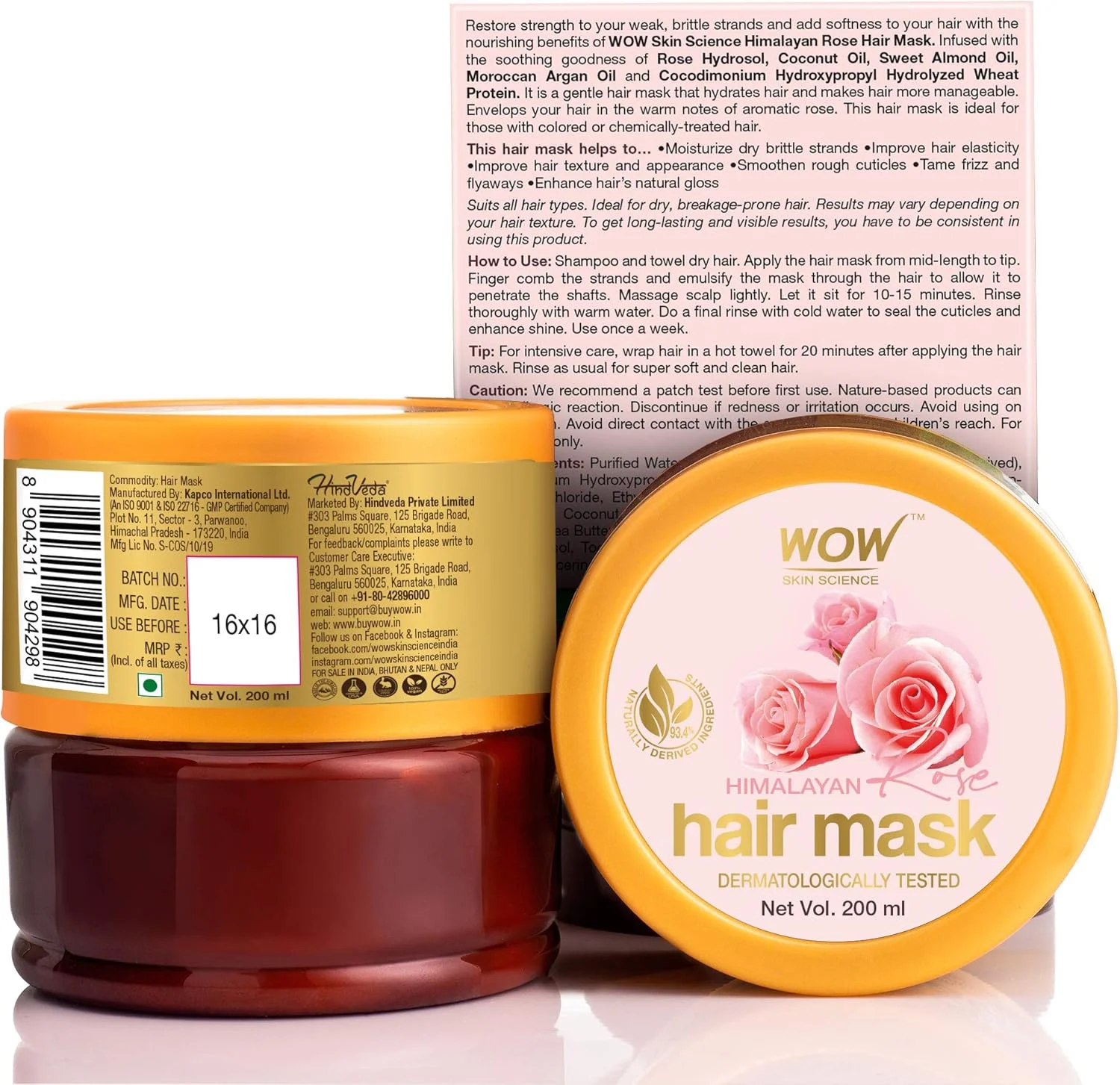 ماسک مو گل رز هیمالیا WOW Skin Science حاوی هیدروسول گل رز، روغن نارگیل، روغن بادام و روغن آرگان - برای حجم دهی به مو، ضد بوی بد پوست سر - بدون پارابن، سولفات، سیلیکون، رنگ و PEG - 200 میلی لیتر ماسک مو گل رز هیمالیا WOW Skin Science حاوی هیدروسول گل رز، روغن نارگیل، روغن بادام و روغن آرگان - برای حجم دهی به مو، ضد بوی بد پوست سر - بدون پارابن، سولفات، سیلیکون، رنگ و PEG - 200 میلی لیتر