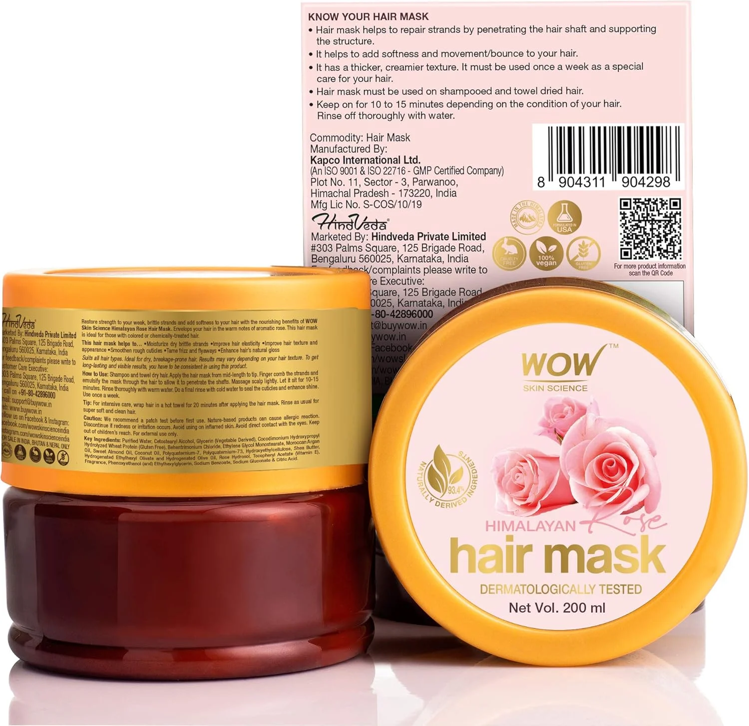 ماسک مو گل رز هیمالیا WOW Skin Science حاوی هیدروسول گل رز، روغن نارگیل، روغن بادام و روغن آرگان - برای حجم دهی به مو، ضد بوی بد پوست سر - بدون پارابن، سولفات، سیلیکون، رنگ و PEG - 200 میلی لیتر ماسک مو گل رز هیمالیا WOW Skin Science حاوی هیدروسول گل رز، روغن نارگیل، روغن بادام و روغن آرگان - برای حجم دهی به مو، ضد بوی بد پوست سر - بدون پارابن، سولفات، سیلیکون، رنگ و PEG - 200 میلی لیتر