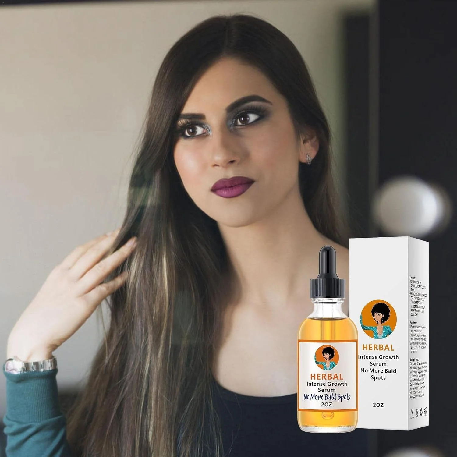 روغن تقویت کننده مو، 60 میلی لیتر - تسریع رشد طبیعی مو، اسپری سر برای ضخیم شدن موی سر خانم ها