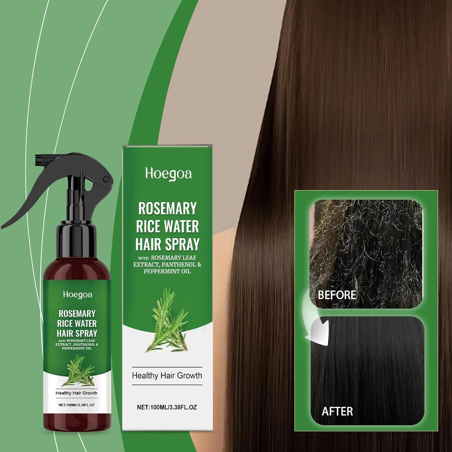 اسپری پیشرفته آب رزماری با بیوتین و نعناع فلفلی، محرک رشد مو، تغذیه کننده پوست سر، جلوگیری از نازک شدن مو، طراوت بخش ریشه مو، تقویت کننده و پرپشت کننده مو برای آقایان و بانوان