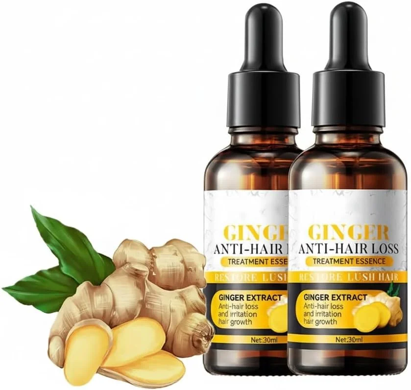 روغن تقویت کننده مو زنجبیلی، سرم رشد مو آزونی برای جلوگیری از ریزش مو، افزایش خاصیت ارتجاعی و استحکام مو، تغذیه کننده پوست سر (2 عدد)