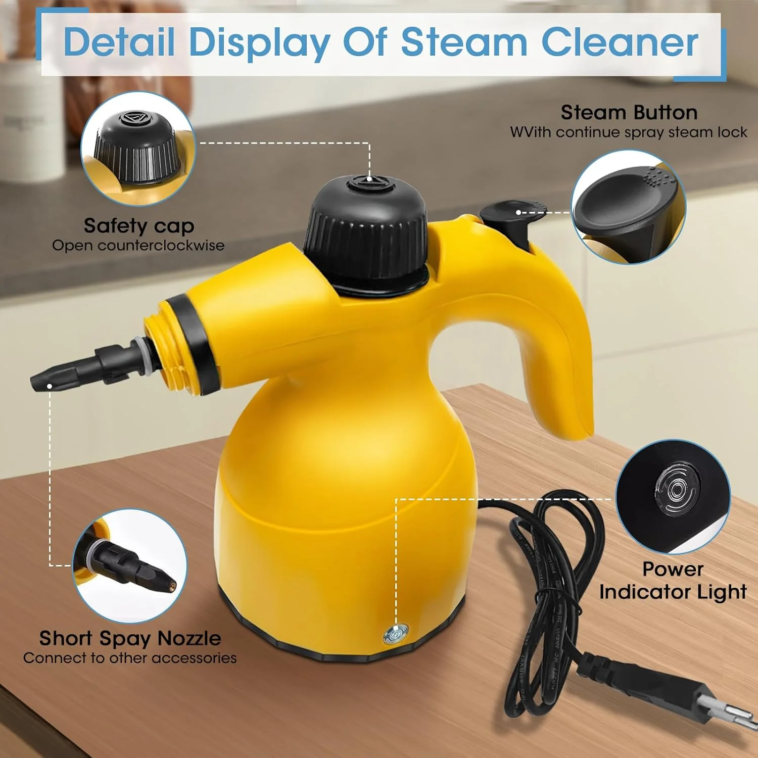 دستگاه بخارشوی دستی قابل حمل Adando: دستگاه تمیز کننده بخار پرفشار 1000 واتی با دمای بالا - از بین بردن لکه های سرسخت با 9 عدد لوازم جانبی - برای آشپزخانه، مبل، حمام، ماشین، پنجره و غیره دستگاه بخارشوی دستی قابل حمل Adando: دستگاه تمیز کننده بخار پرفشار 1000 واتی با دمای بالا - از بین بردن لکه های سرسخت با 9 عدد لوازم جانبی - برای آشپزخانه، مبل، حمام، ماشین، پنجره و غیره