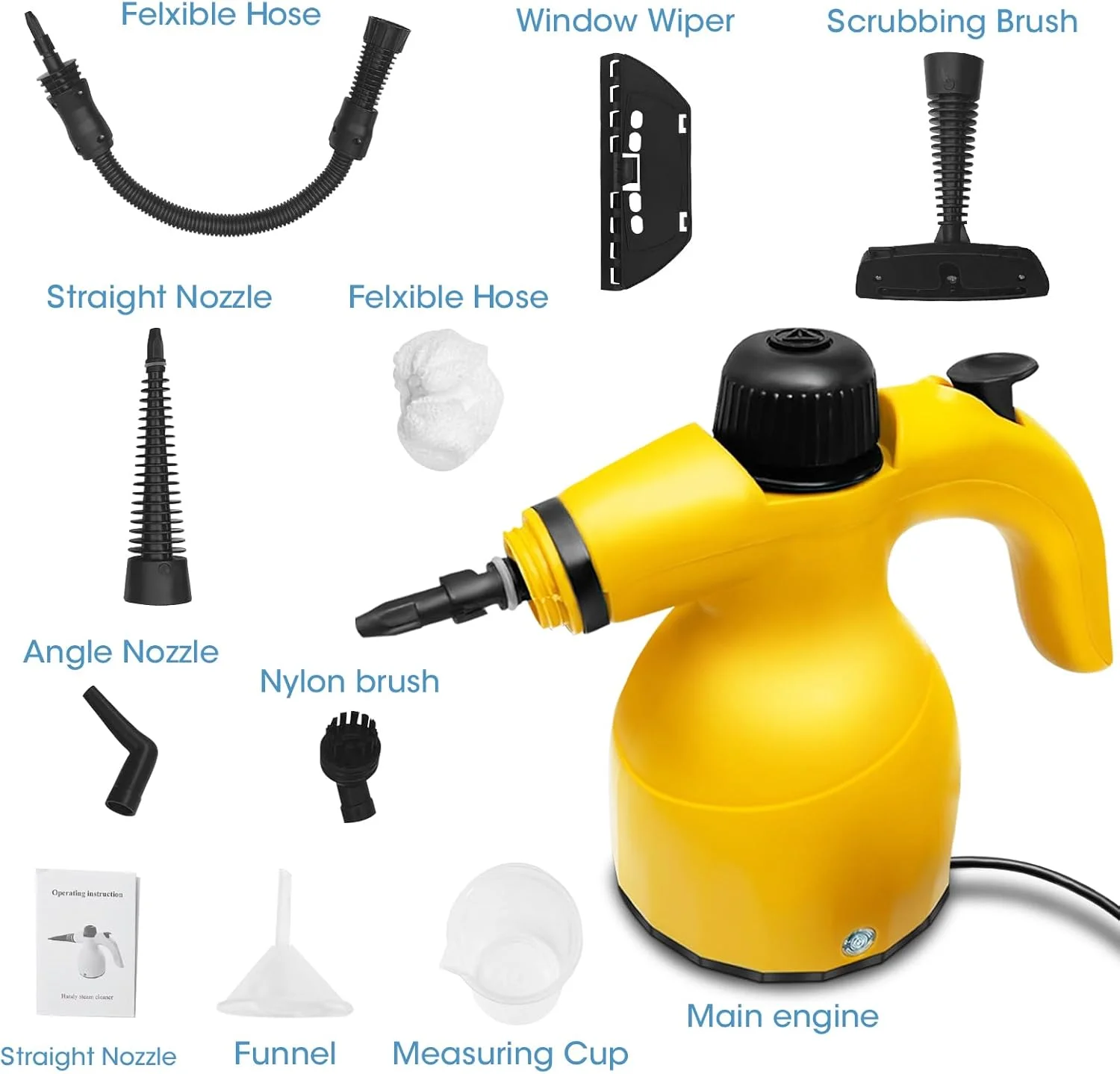 دستگاه بخارشوی دستی قابل حمل Adando: دستگاه تمیز کننده بخار پرفشار 1000 واتی با دمای بالا - از بین بردن لکه های سرسخت با 9 عدد لوازم جانبی - برای آشپزخانه، مبل، حمام، ماشین، پنجره و غیره دستگاه بخارشوی دستی قابل حمل Adando: دستگاه تمیز کننده بخار پرفشار 1000 واتی با دمای بالا - از بین بردن لکه های سرسخت با 9 عدد لوازم جانبی - برای آشپزخانه، مبل، حمام، ماشین، پنجره و غیره