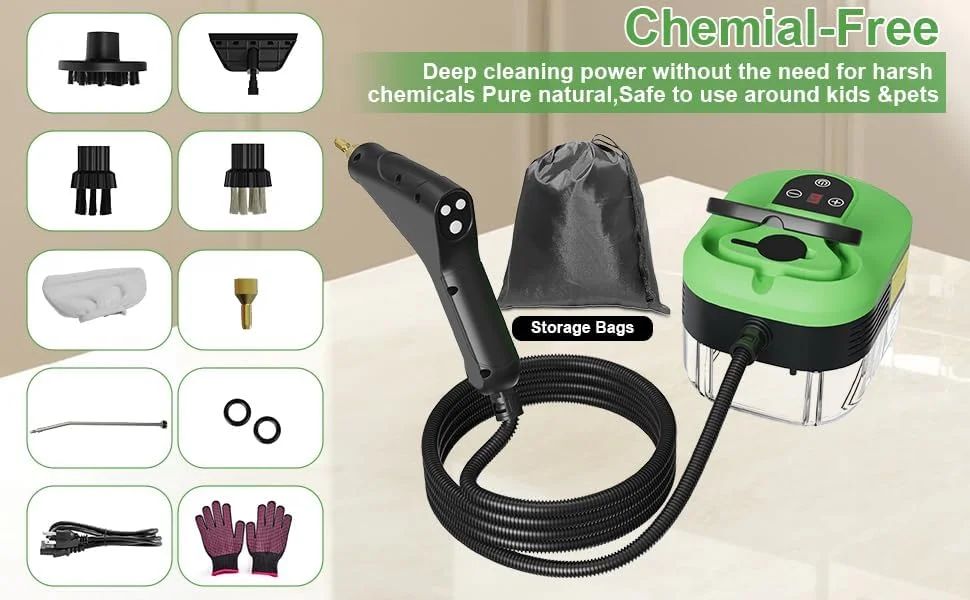 بخارشوی خانگی، گرم شدن در 15 ثانیه، مخزن آب 1.2 لیتری، دسته قابل تنظیم 6 حالته، بخارشوی دستی برای جزئیات خودرو، آلودگی، مبلمان، مبل، کاشی کف، حمام، 9 عدد لوازم جانبی بخارشوی خانگی، گرم شدن در 15 ثانیه، مخزن آب 1.2 لیتری، دسته قابل تنظیم 6 حالته، بخارشوی دستی برای جزئیات خودرو، آلودگی، مبلمان، مبل، کاشی کف، حمام، 9 عدد لوازم جانبی